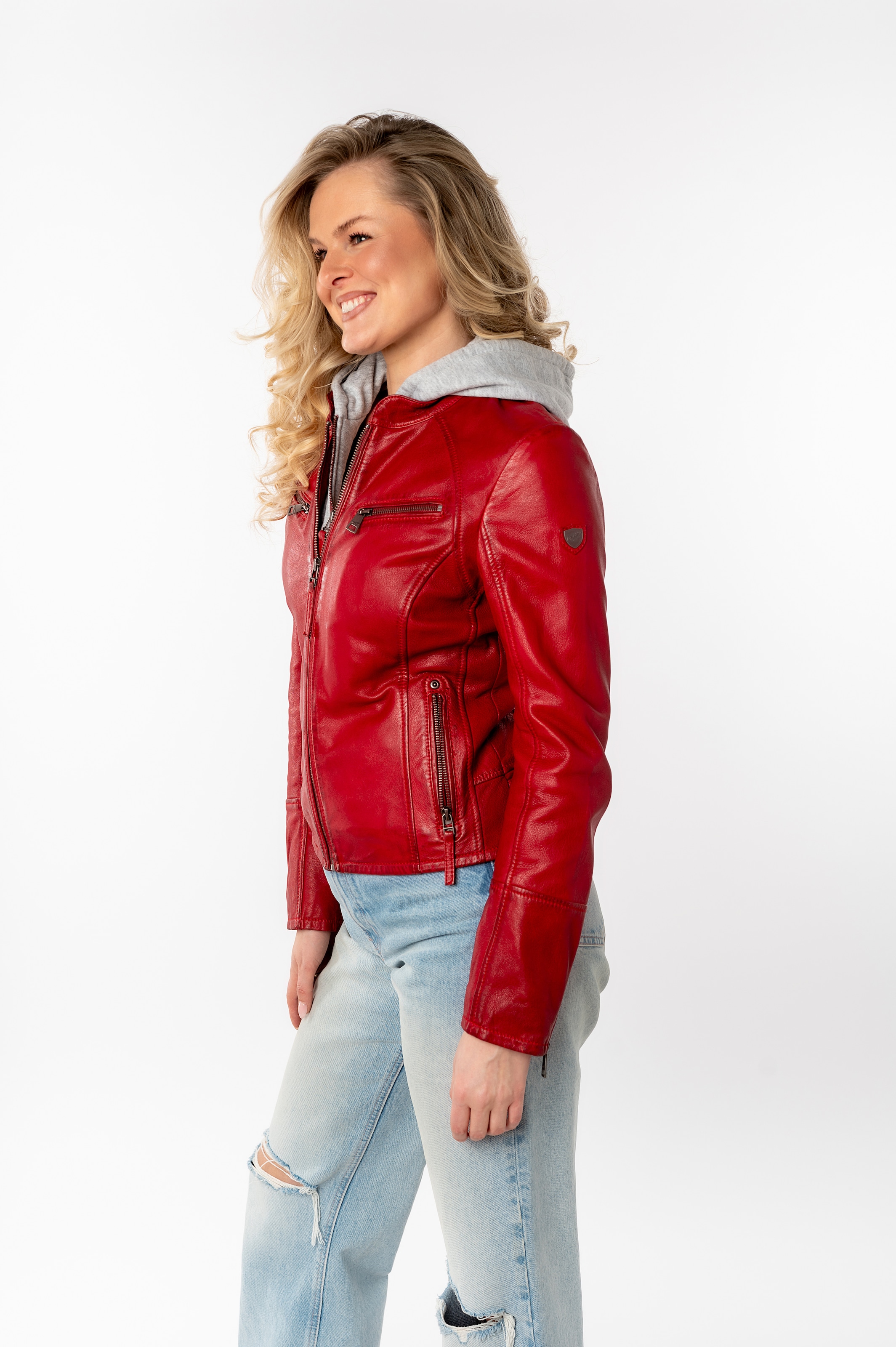 Mauritius Lederjacke »NOLA«, mit Kapuze, Two-in-One Style - mit abnehmbarer Jersey-Kapuze