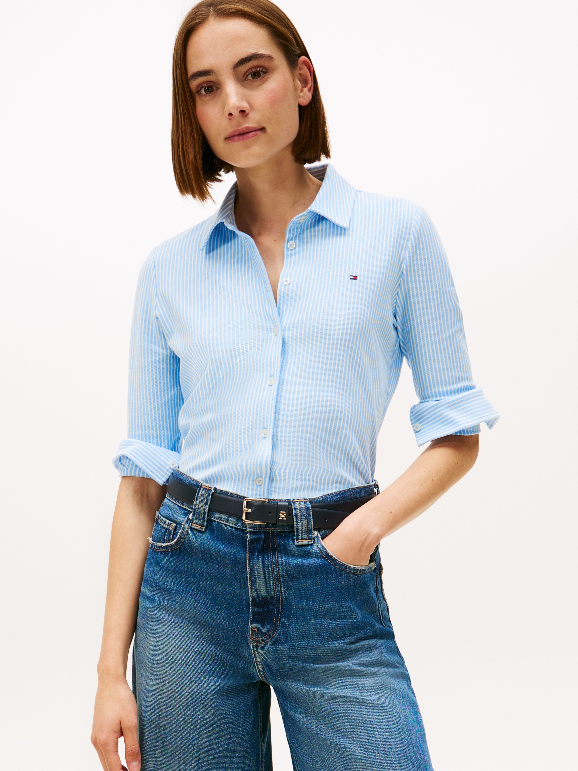 Tommy Hilfiger Poloshirt "1985 SLIM PIQUE BTN DOWN LS mit Polokragen und La günstig online kaufen