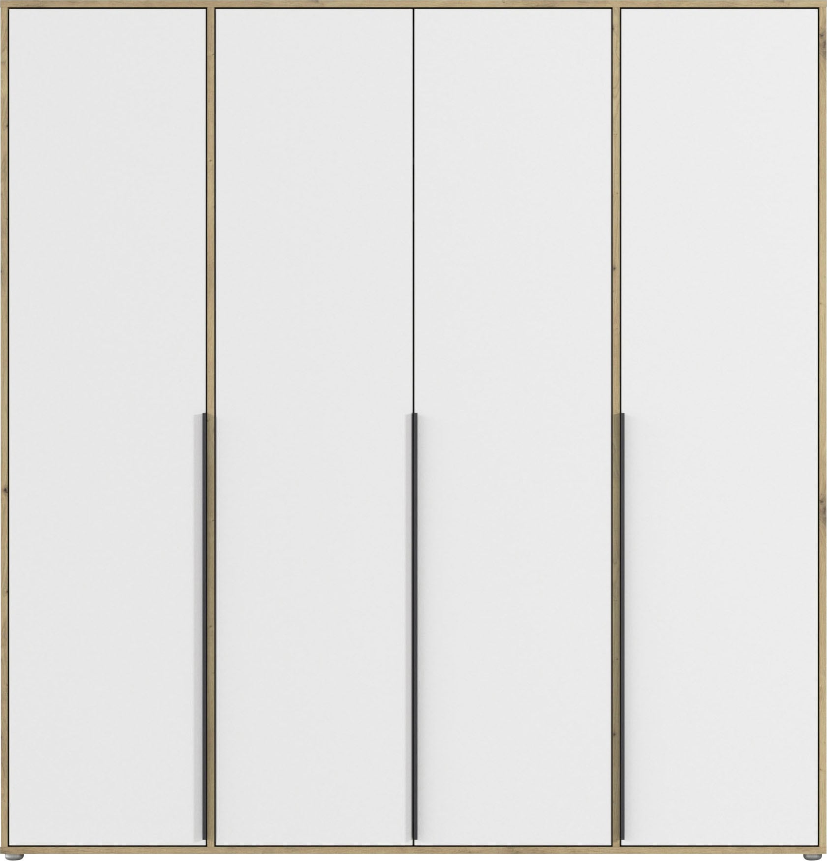 rauch Drehtürenschrank »Kleiderschrank Schrank Garderobe Wäscheschrank NAGATA viel Stauraum«, (in 3 verschiedenen Ausstattungen BASIC/CLASSIC/PREMIUM), mit modernen Stangengriffen in Graumetallic TOPSELLER MADE IN GERMANY
