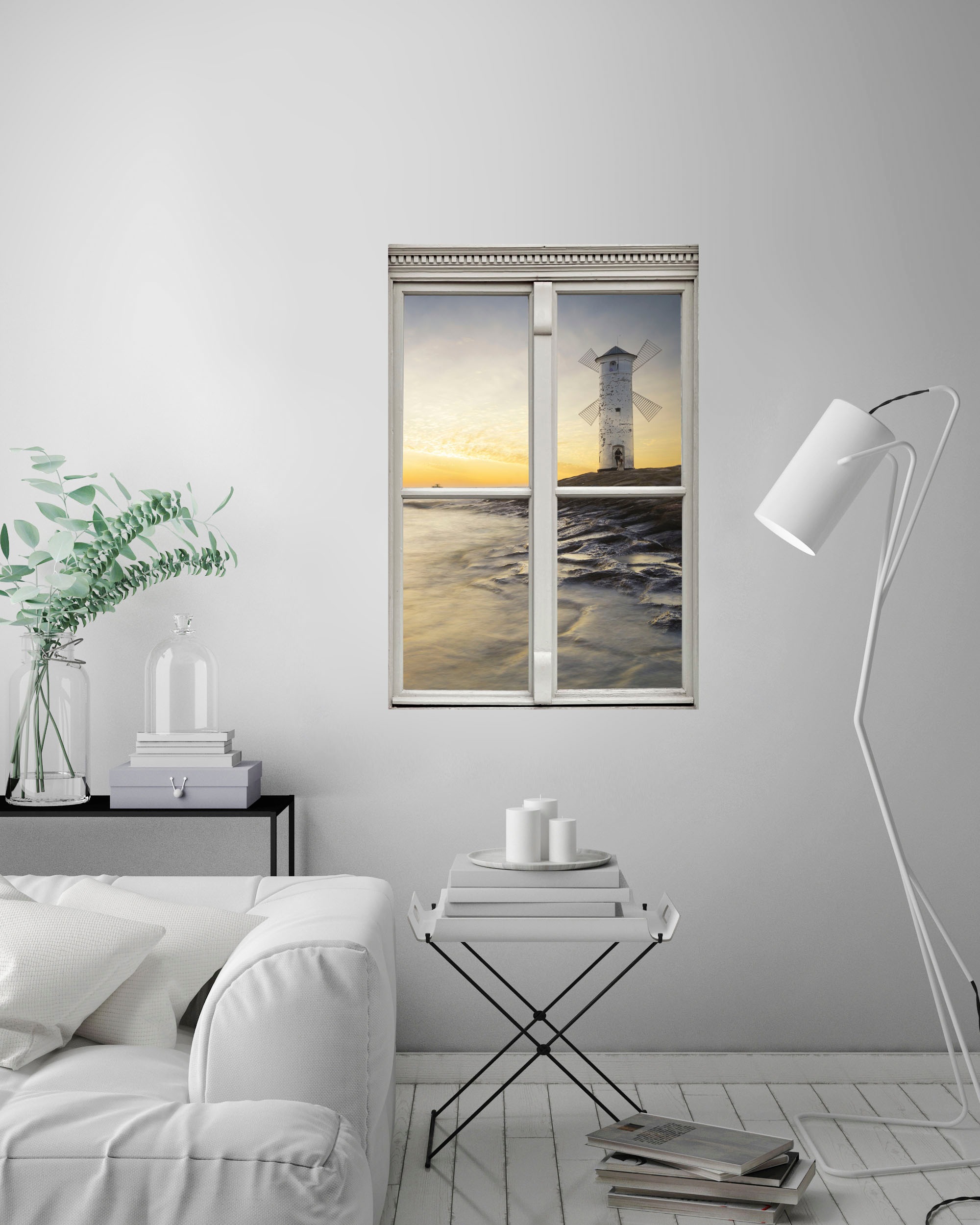 queence Wandsticker »Leuchtturm«, Wandsticker, Wandbild, selbstklebend, 3D, Fenster
