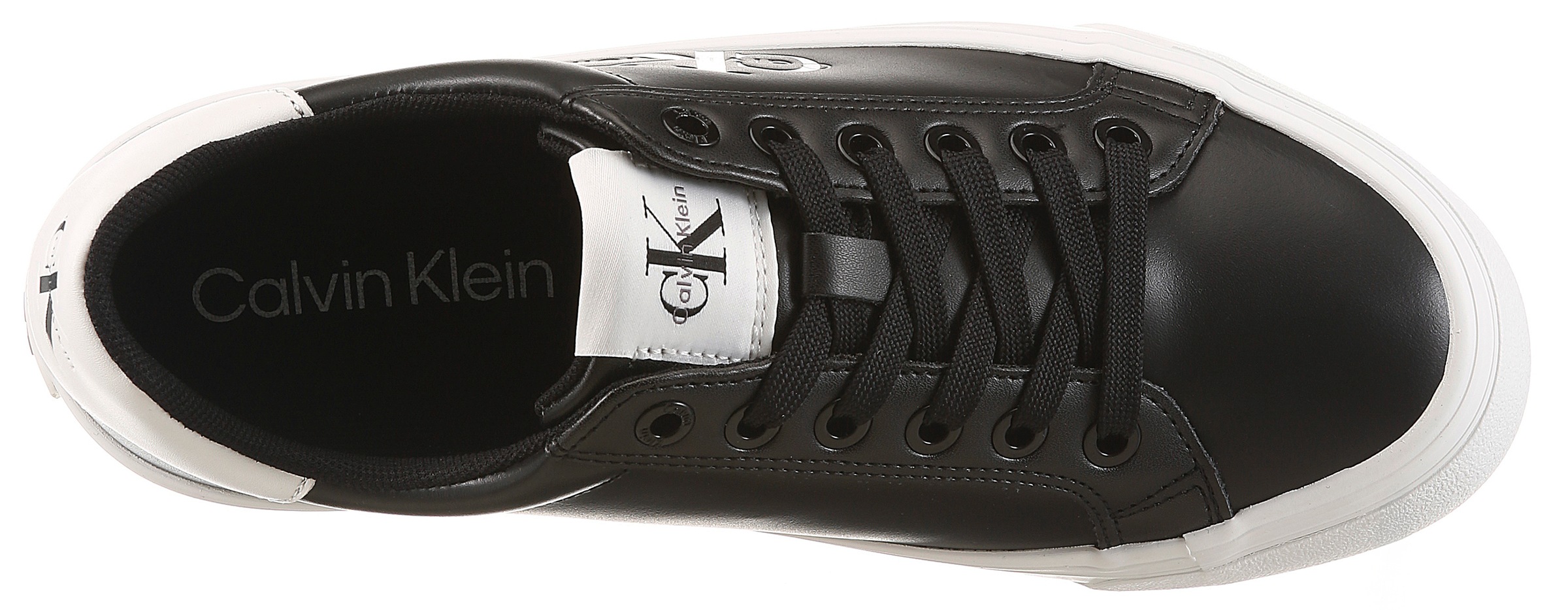 Calvin Klein Plateausneaker »VULC FLATFORM LACEUP LOW LTH«  Schnürschuh, Halbschuh, Freizeitschuh mit seitlichem Logoschriftzug