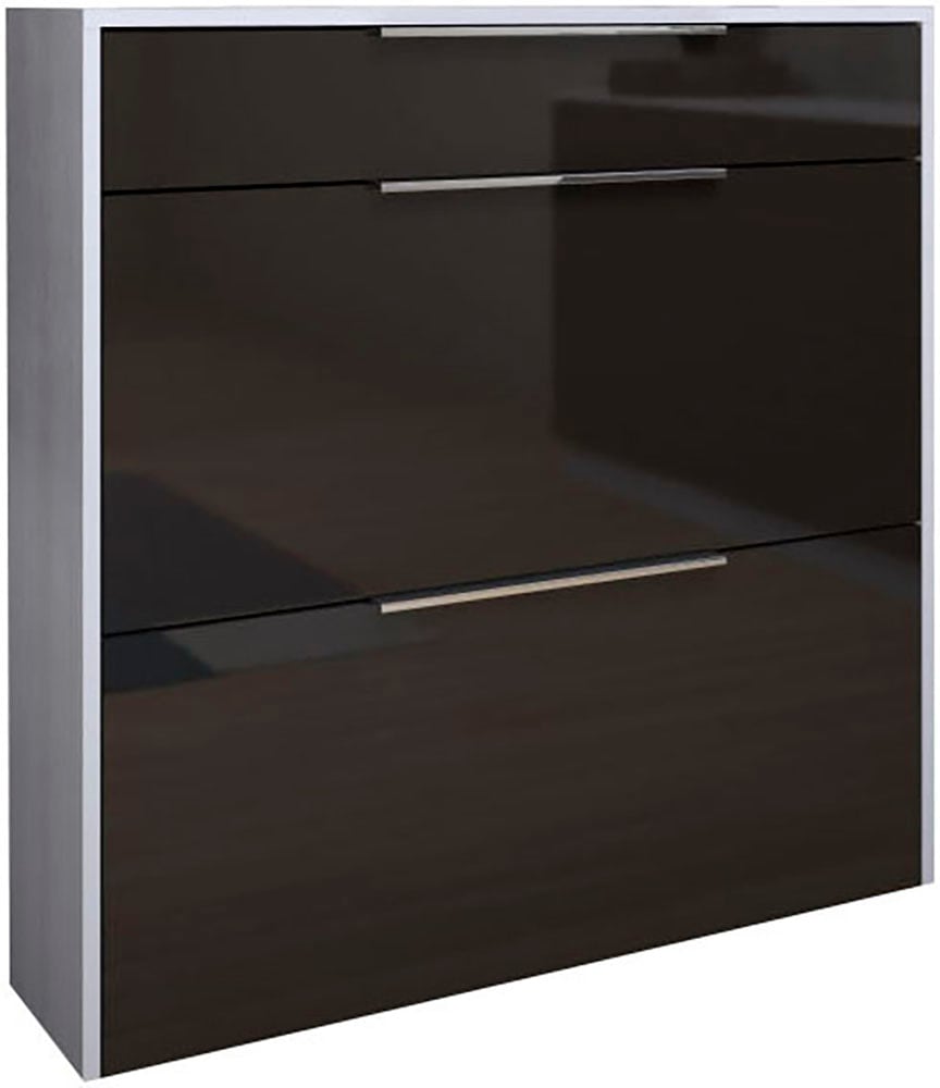 Schuhschrank BORCHARDT MÖBEL, B:89cm H:88cm T:24cm, grau, Flur, Schränke, "Oliva", Wandmontage, stehende Montage & Glasböden unter Mehr aus der Serie