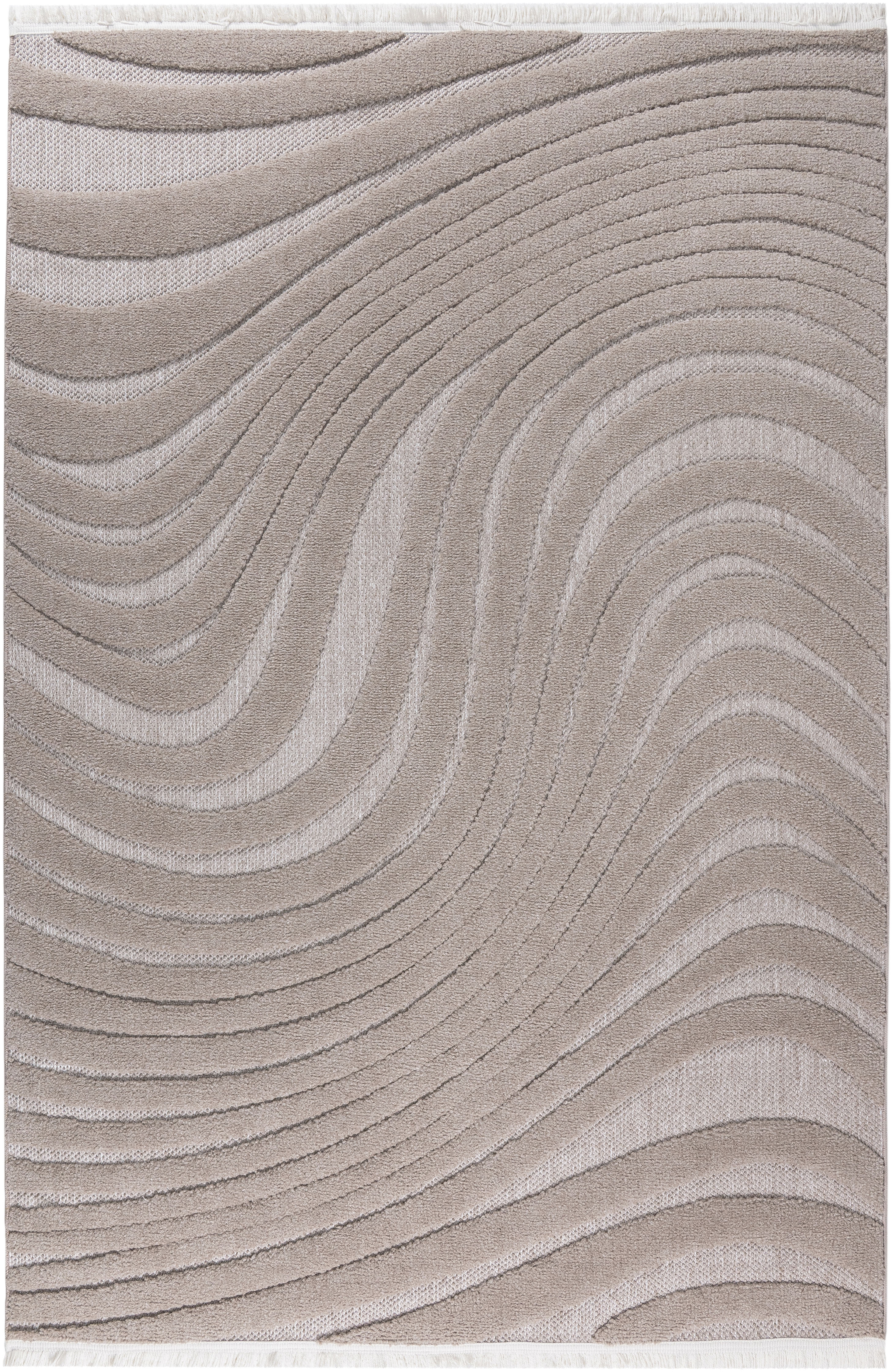 Thumbnail - OTTO home Teppich "Samelia mit Fransen, Wellendesign, Balkon, Camping" rechteckig 6 mm Höhe Hoch-Tief-Struktur, In- und ...