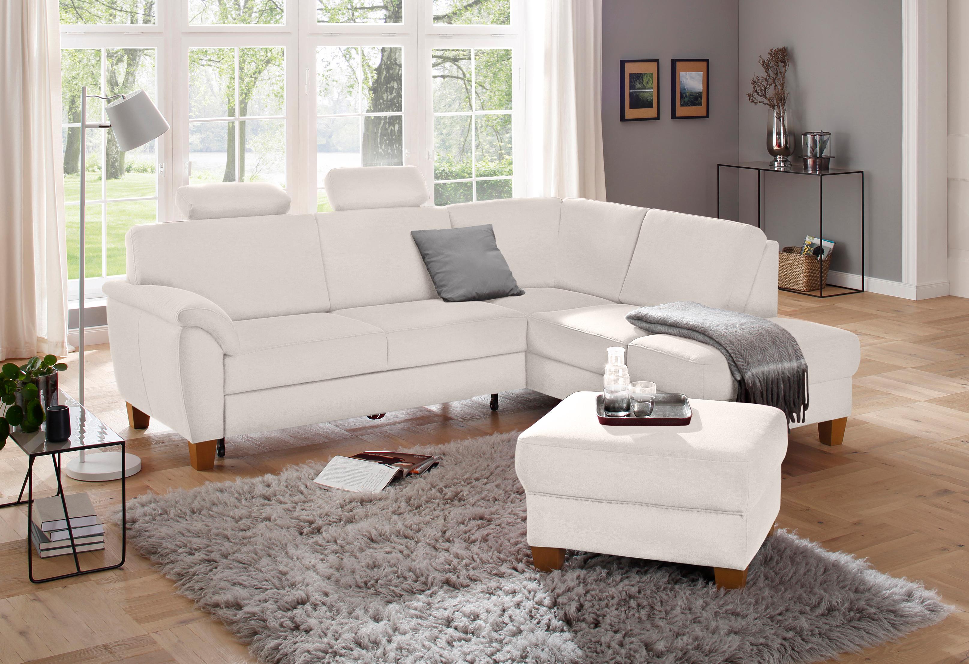 OTTO home Ecksofa "Alta L-Form" mit Federkern und Kontrastnaht, Füße Buche eichefarben
