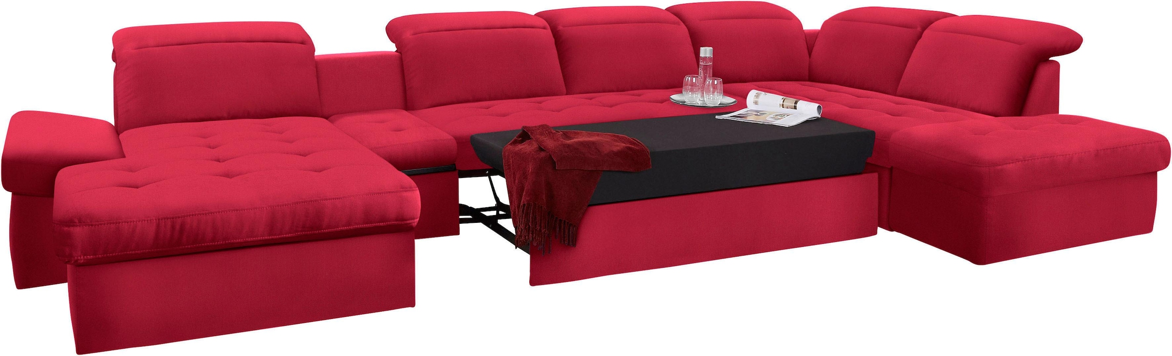 sit&more Wohnlandschaft »Stardust U-Form«, inklusive Kopfteilverstellung, Armlehnenfunktion und Tischelement