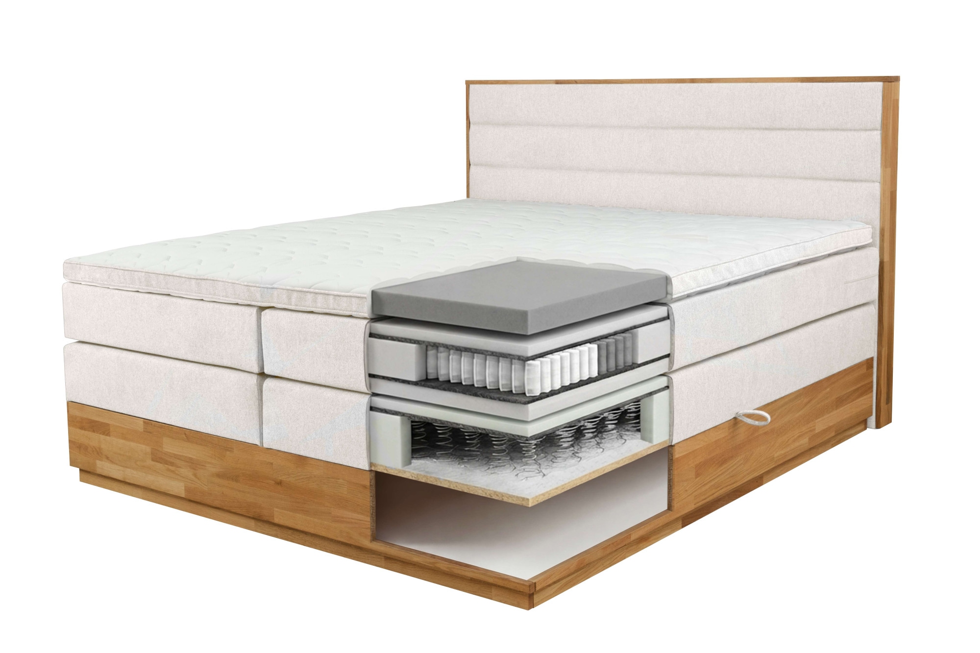 Home affaire Boxspringbett »Evelina, Doppelbett, Polsterbett, Komfortbett, 160 & 180 cm« inkl. 6 cm Topper, zwei Bettkästen, Taschen-Federkernmatratze in H3