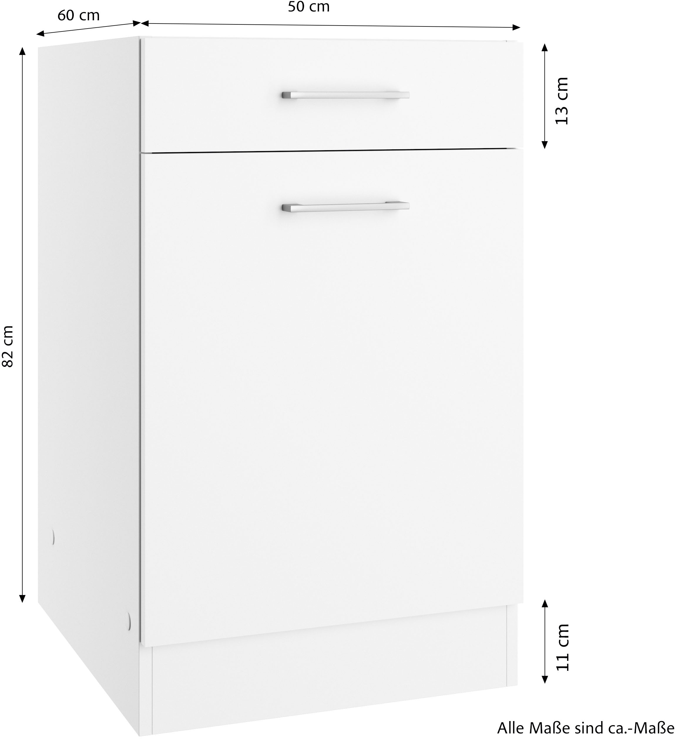 KOCHSTATION Unterschrank »KS-Milan« Unterschrank 50 cm, matte oder hochglänzende Fronten