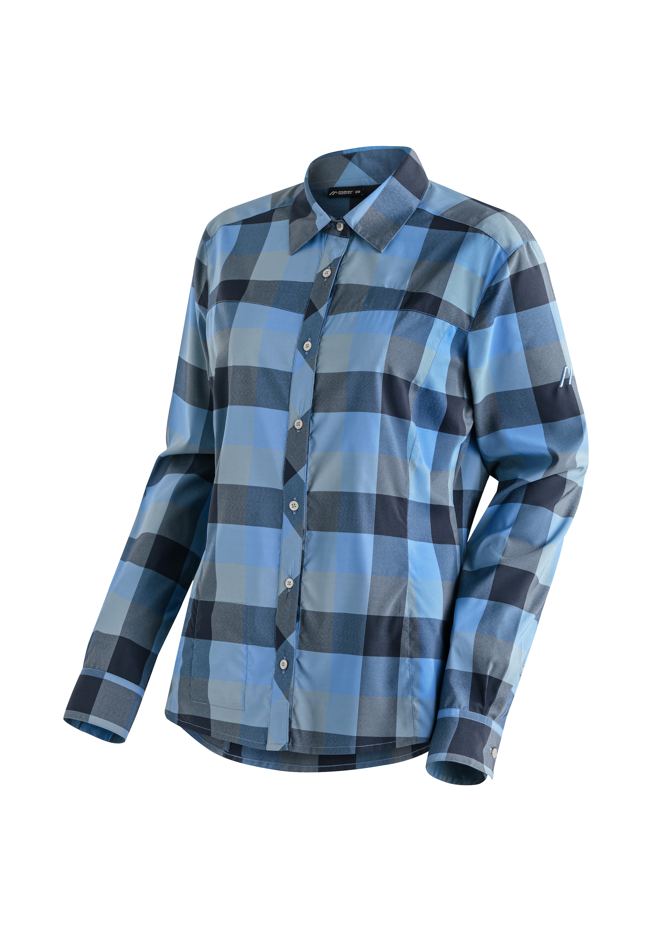 Maier Sports Funktionsbluse "Kendra L/S W" Damen Bluse, leichte Langarmbluse, Blusen-Shirt, Karobluse, Reg Fit