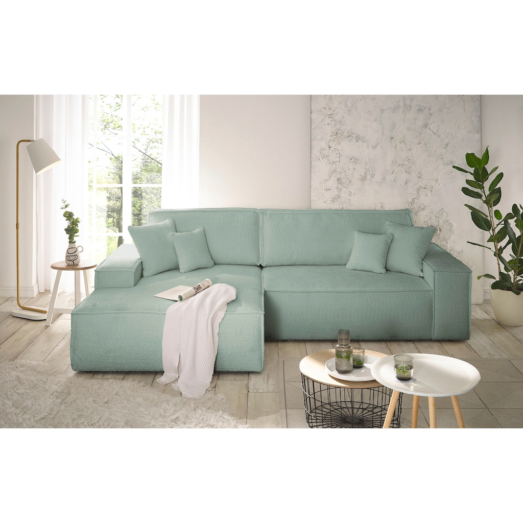 andas Ecksofa »Finnley Schlafsofa 267 cm in Bouclé u. Struktur fein«