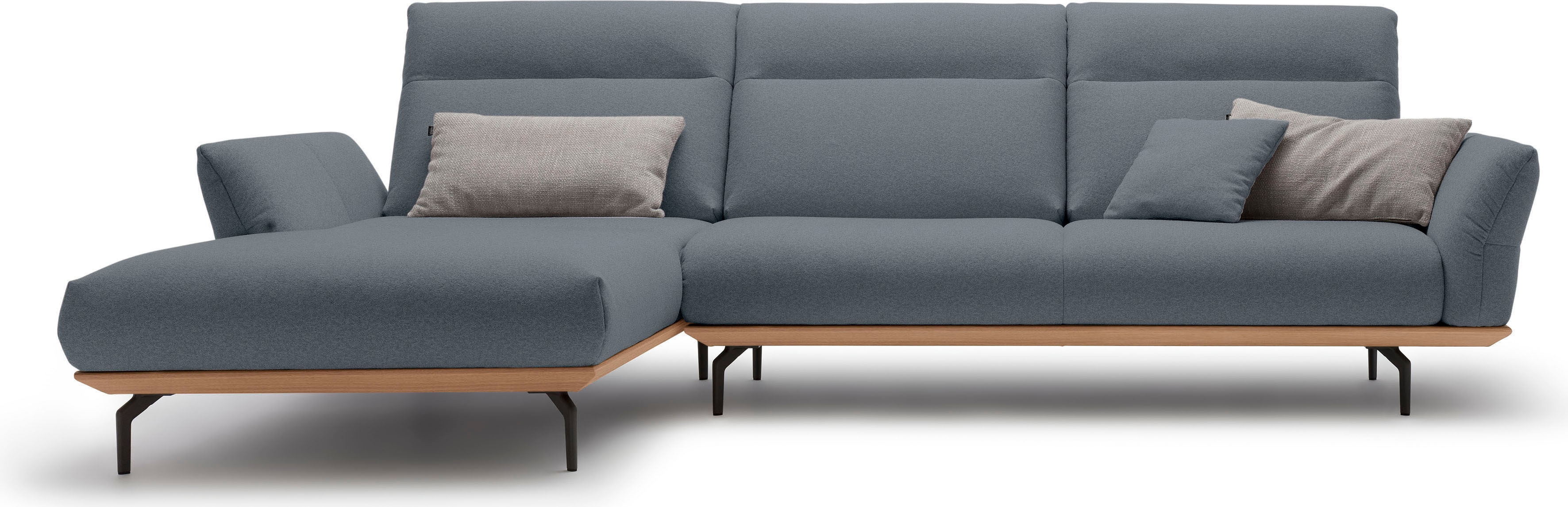 Creation BY ROLF BENZ Ecksofa "CR.460 Design-Sofa, verstellbare Rückenlehne, L-Form" Sockel in Eiche, Winkelfüße in Umbragrau, Breite 318 cm