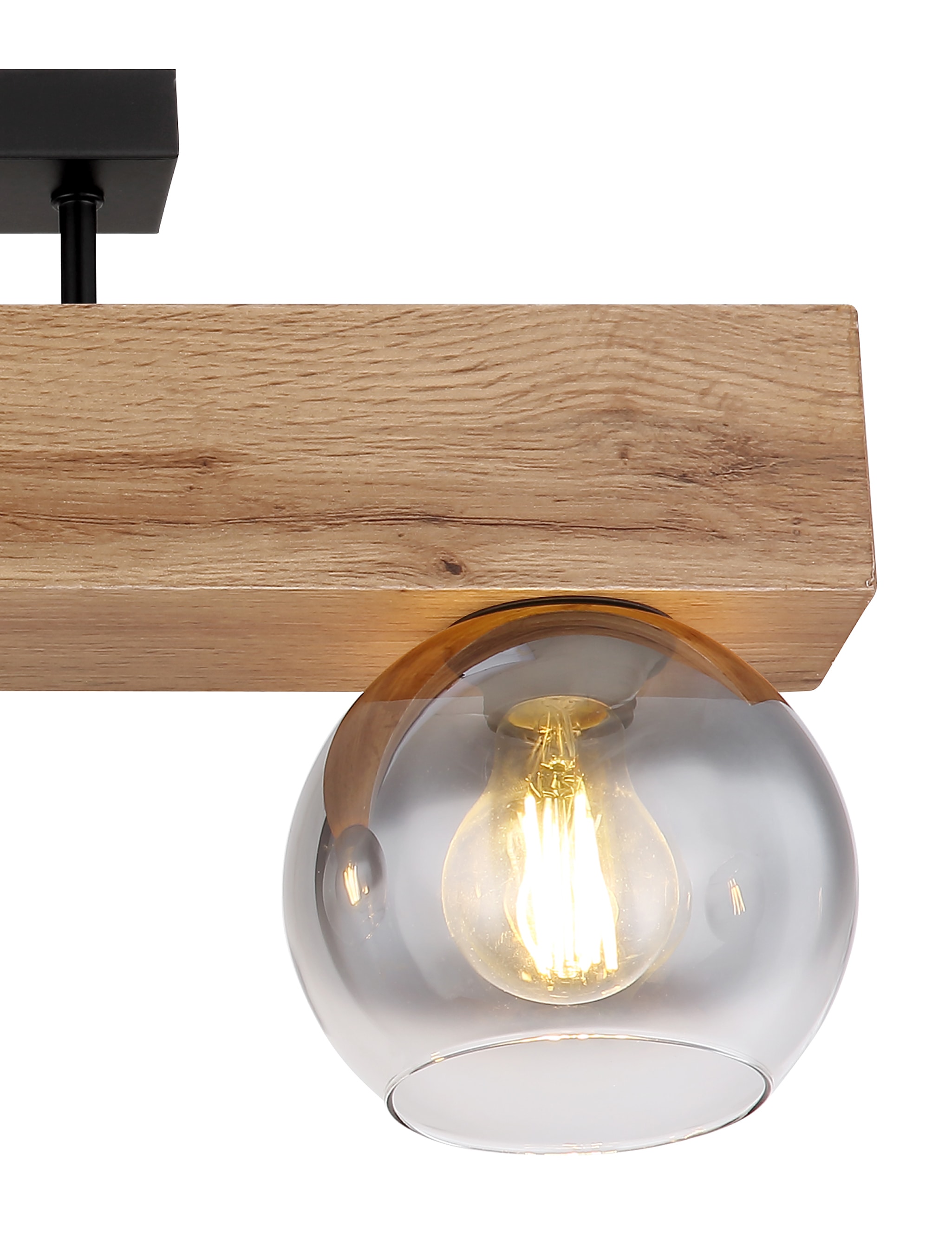 GLOBO LIGHTING Deckenleuchte »MOITAS«, Leuchtmittel E27 | ohne Leuchtmittel, Deckenlampe/Kugeln/Glas/Holz/Wohnzimmer/Glas rauchfarben