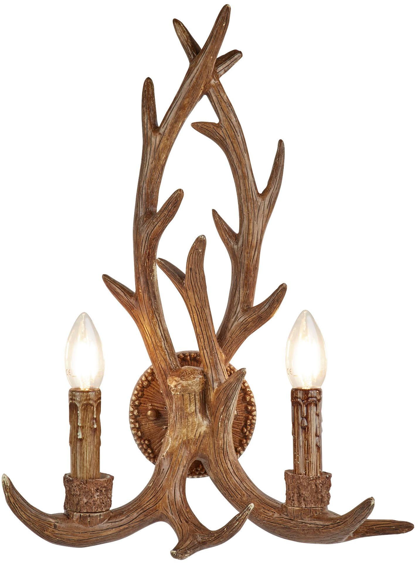 Searchlight Wandleuchte »Stag 2Lt Wandleuchte - Braunes Harz« E14 1 Stk.
