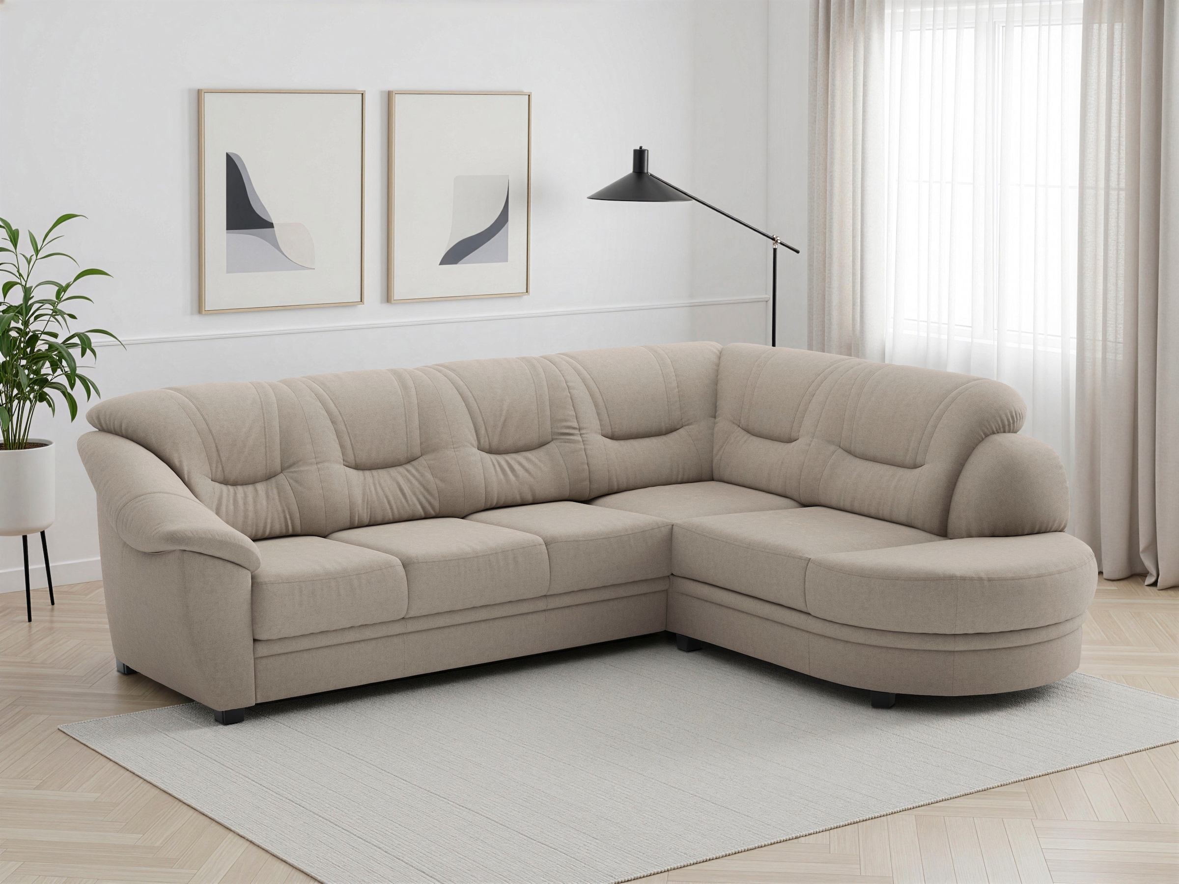 sit&more Ecksofa "Savona L-Form, B: 267 cm, Couch mit Federkern, Komfortsitzhöhe 46 cm" optional mit Schlaffunktion