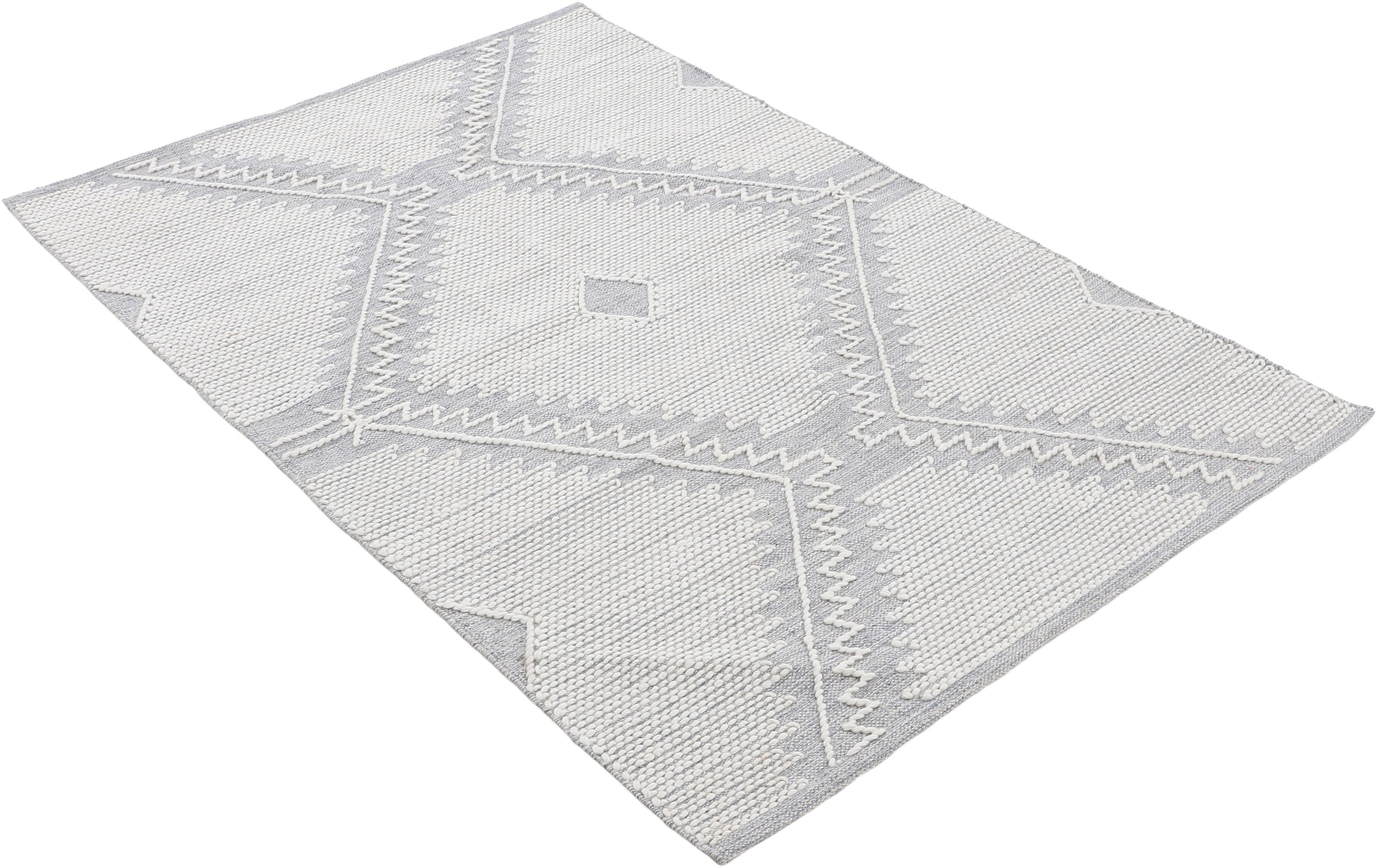 carpetfine Teppich »Kelim Durry«, rechteckig, Handweb, geometrisch, Hoch-Tief Effekt, handgewebt, reine Baumwolle