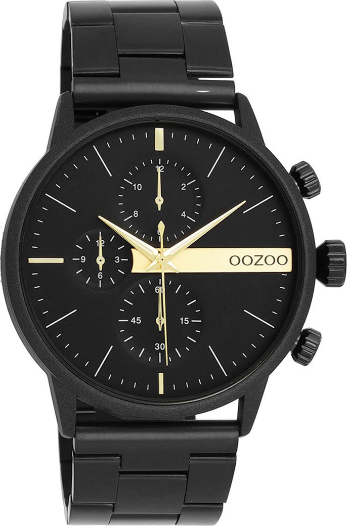 OOZOO Herren Quarzuhr, schwarz, Armbanduhren, Armbanduhr, Herrenuhr, Edelstahlarmband, Chrono-Look