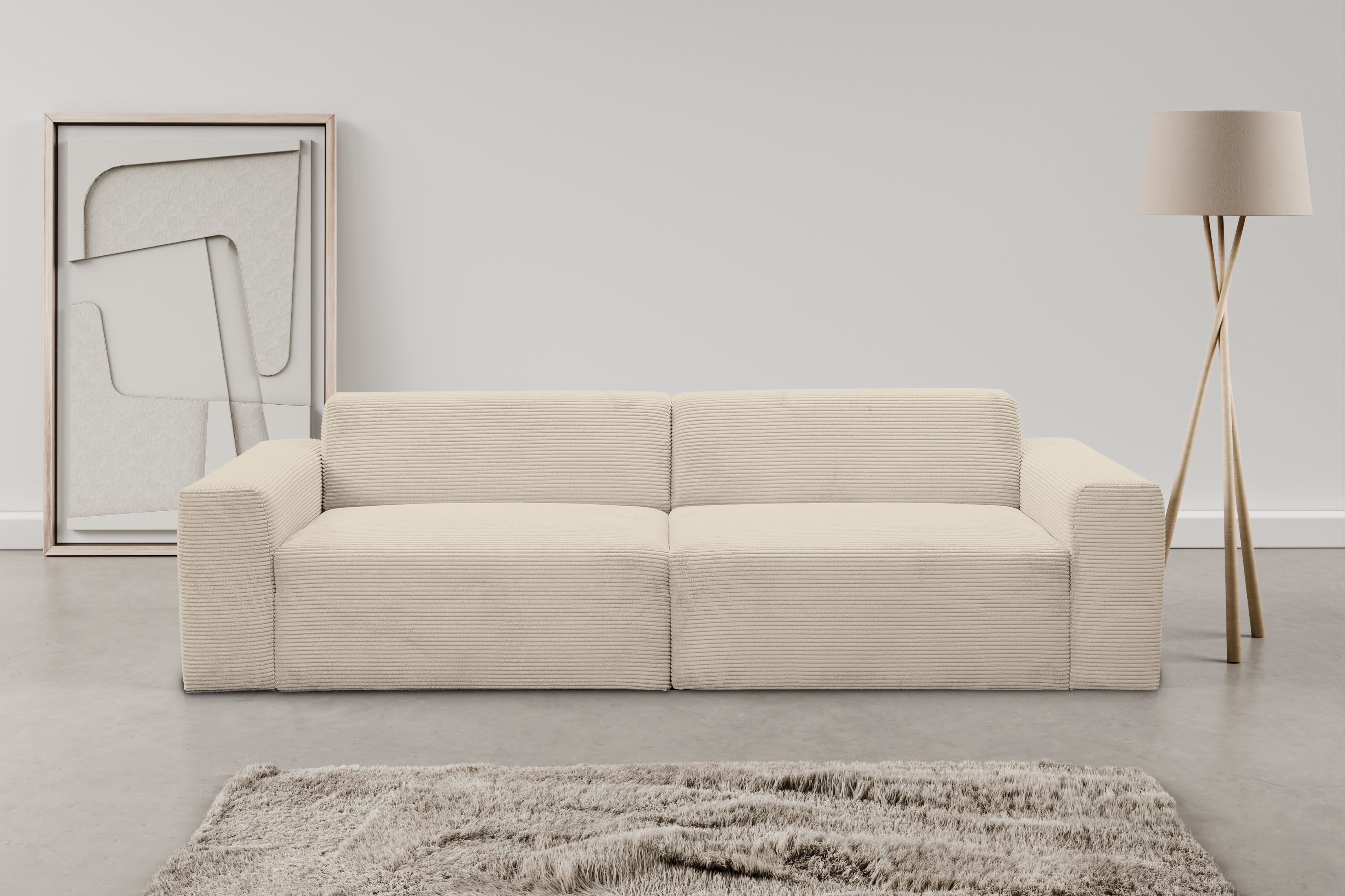 WERK2 Sofa "Zeus 3-Sitzer 256 cm breit, 105 cm tief, Big-Sofa, modern & bequem" Curvy Trend 3-Sitzer mit urbaner Optik