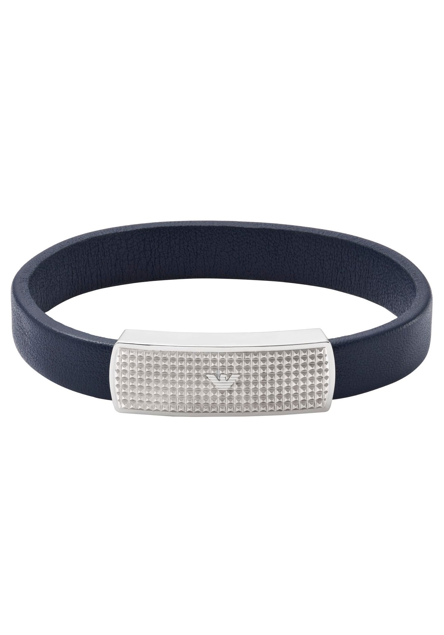 EMPORIO ARMANI Damen Armband "Schmuck Geschenk Edelstahl Leder Armschmuck", 21cm, Edelstahl Leder, blau, Edelstahl, Leder, Armbänder
