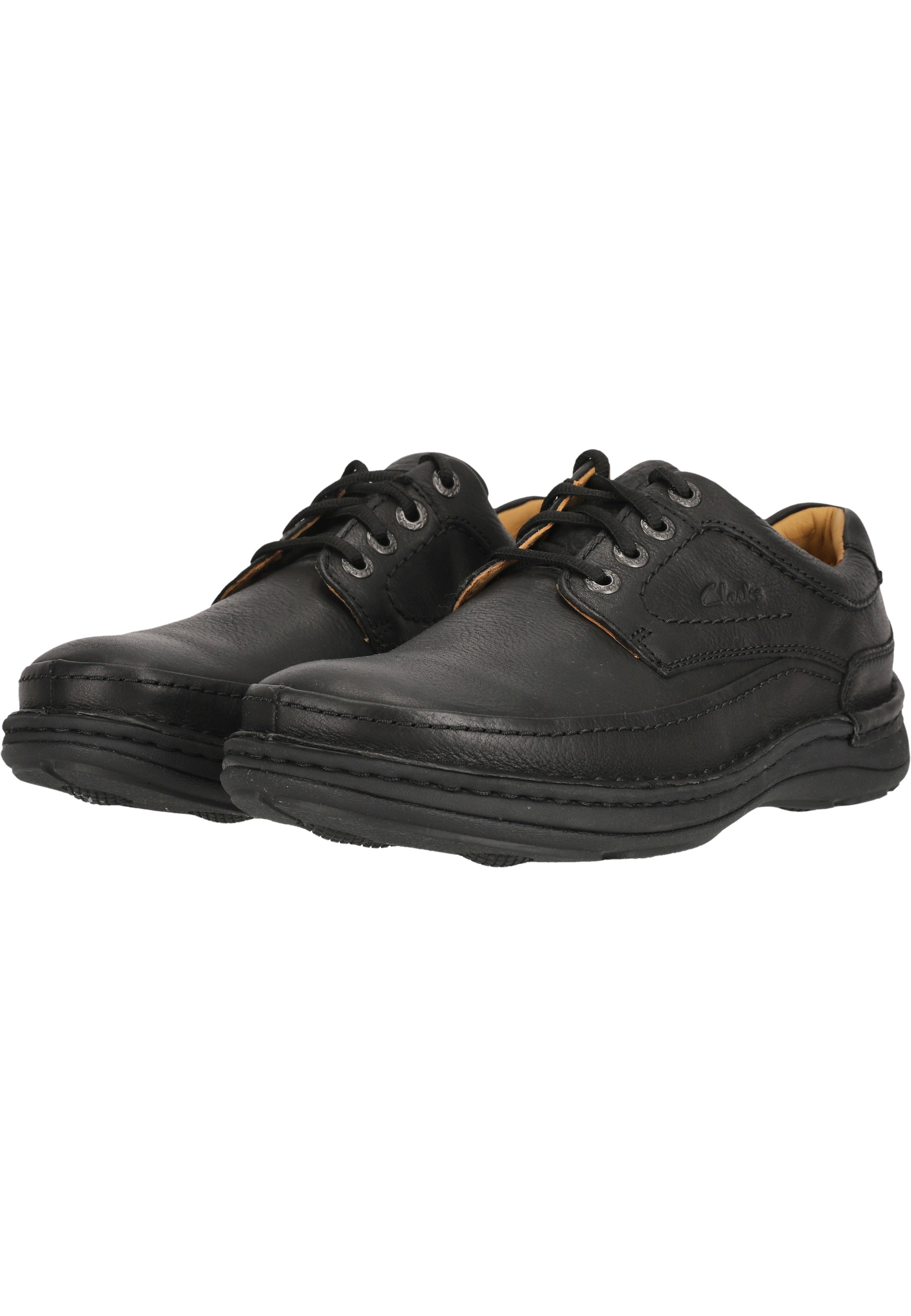 Schnürschuh CLARKS "Nature", Herren, Gr. 41,5, schwarz, Gummi, Leder, Schuhe Schnürschuh, mit super weichem Schaffellfutter 3
