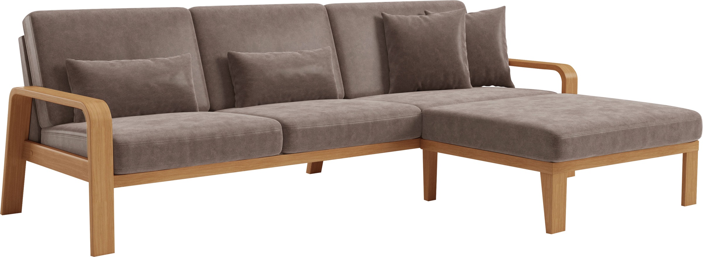 sit&more Ecksofa »Kolding L-Form«, Armlehnen aus eichefarbigem Buchenholz, verschiedene Bezüge und Farben