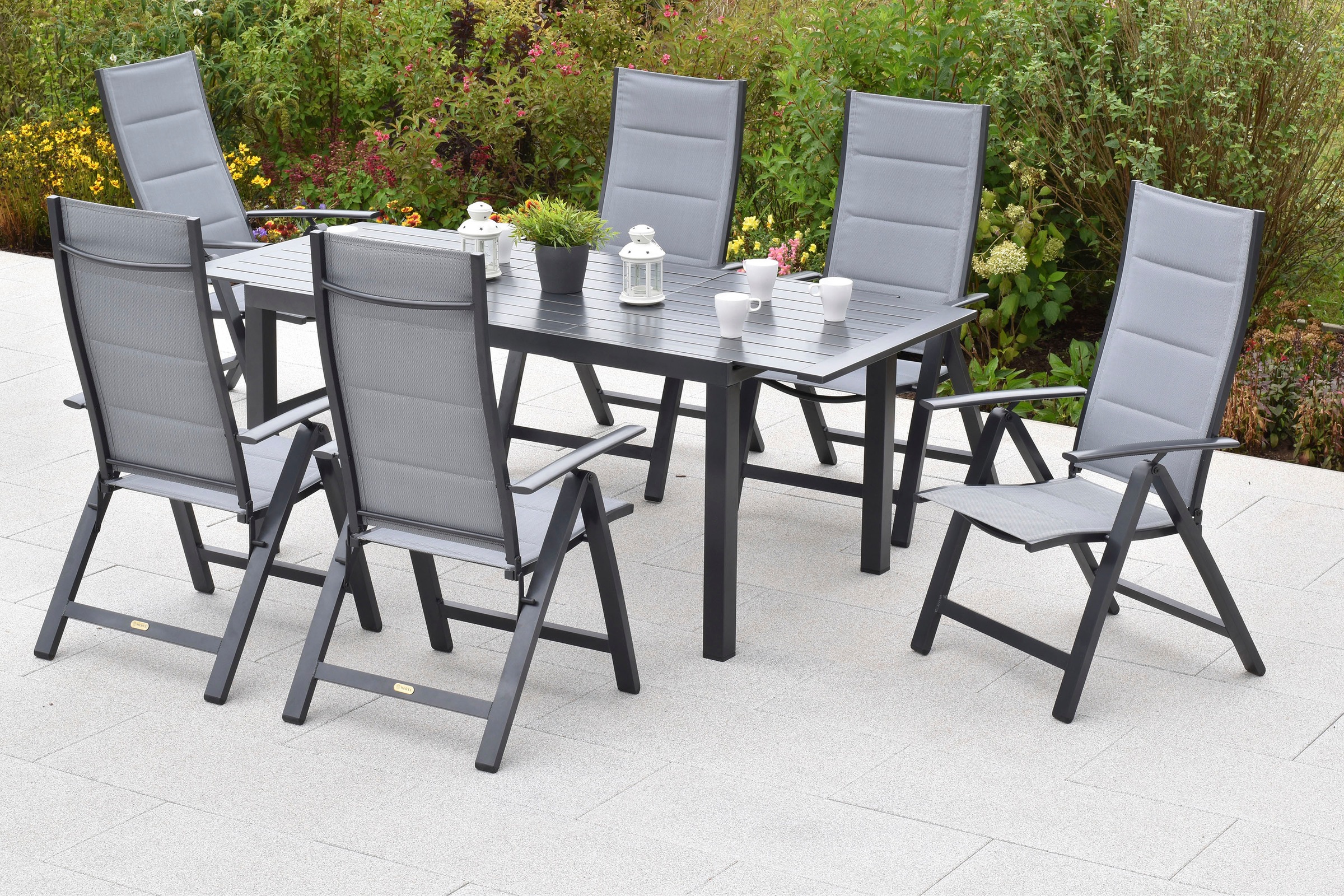 MERXX Garten-Essgruppe »»Florenz«« Set, 7 Stk. tlg. Tischplatte aus Aluminum