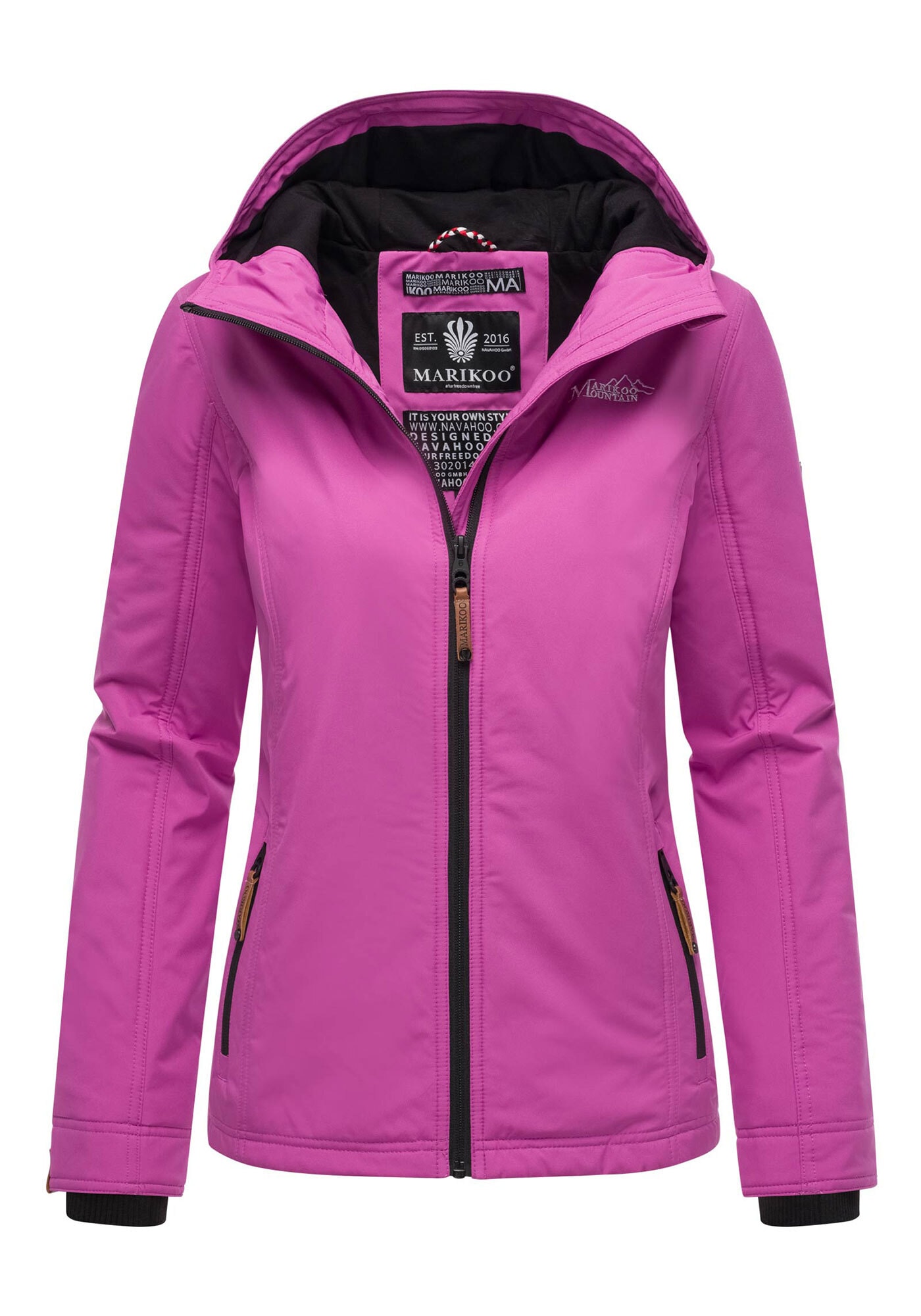 Marikoo Outdoorjacke "Brombeere" Sportliche Übergangsjacke mit Kapuze und schützendem Kragen