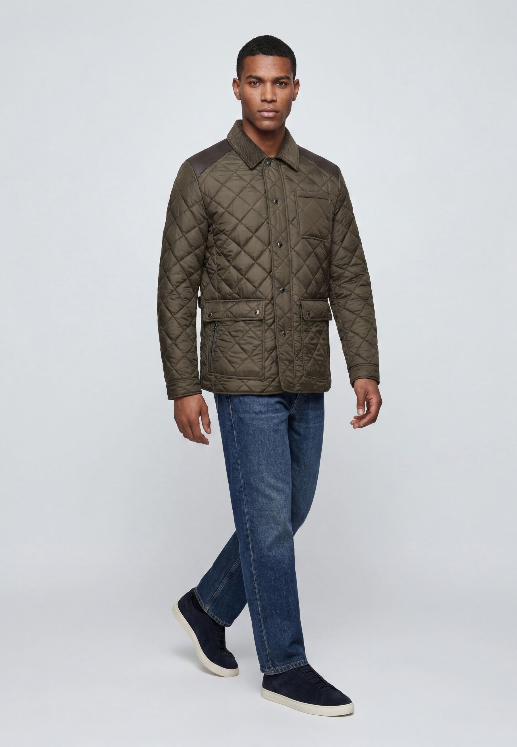 Milestone Steppjacke »MSSantos« ohne Kapuze Ledereinsätze an Schultern und Ellbogen