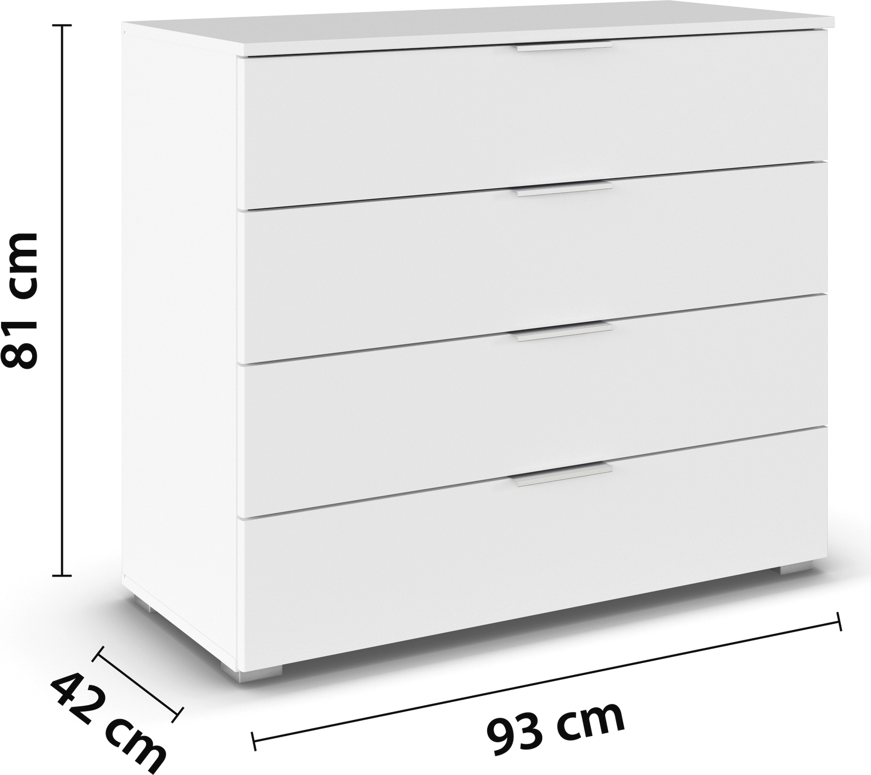 rauch Kommode »Sideboard Kommodenschrank Schubladenkommode AGORDO«, Breite 93 cm mit 4 Schubkästen inkl. 6er-Set Filzboxen
