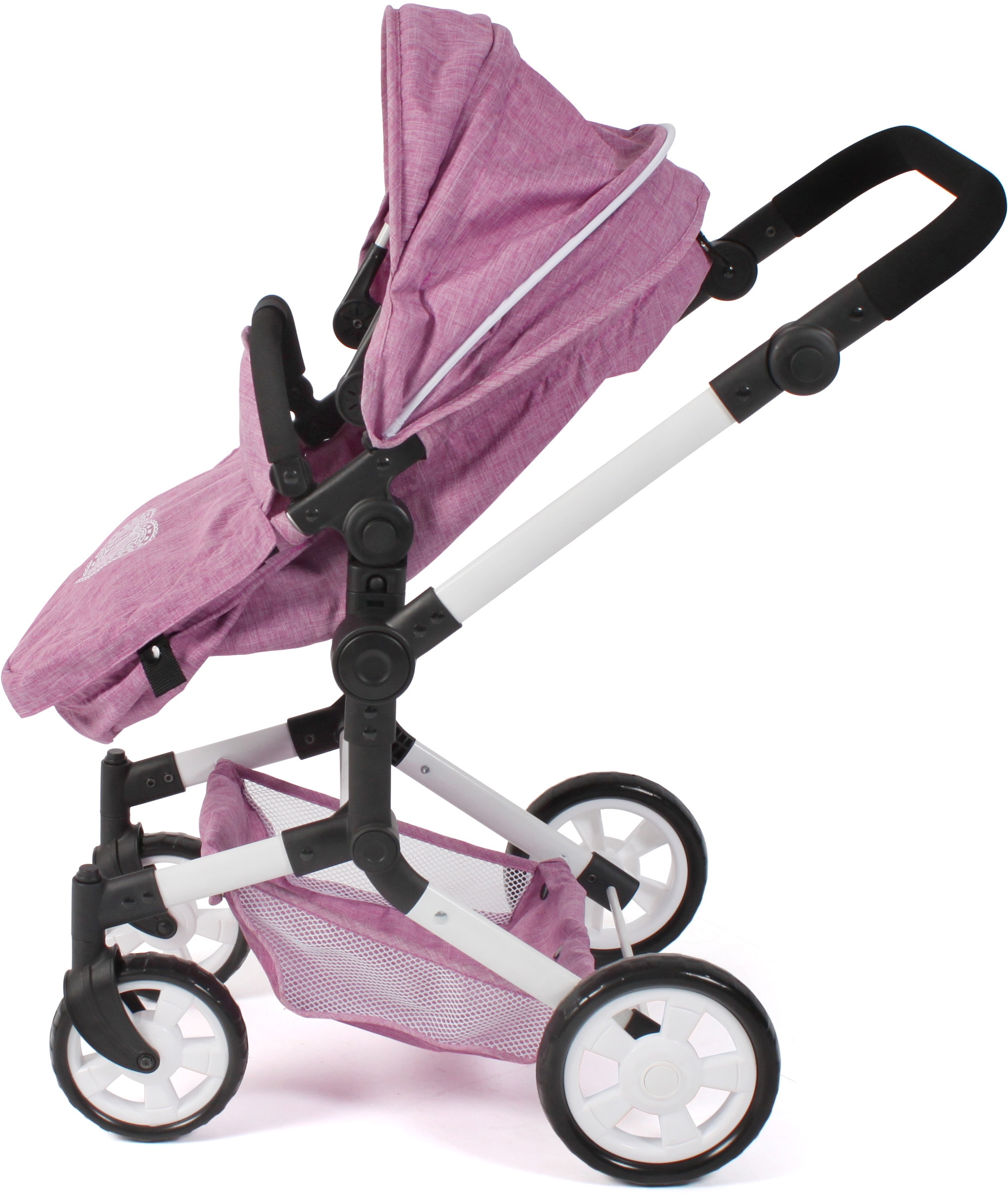 CHIC2000 Kombi-Puppenwagen »Linus, Jeans Pink«, (Set), mit Babywanne und Autositz