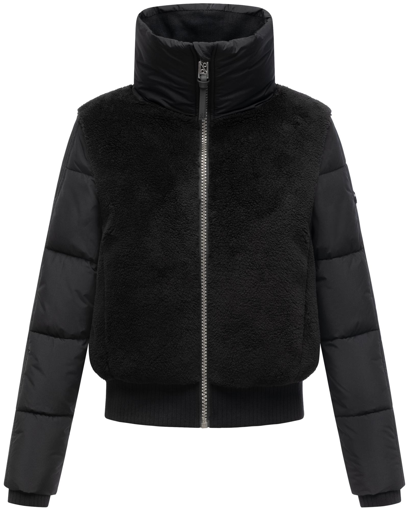 Navahoo Plüschjacke "Teddyzone 14" ohne Kapuze Teddy-Fleece Jacke mit hohem Kragen