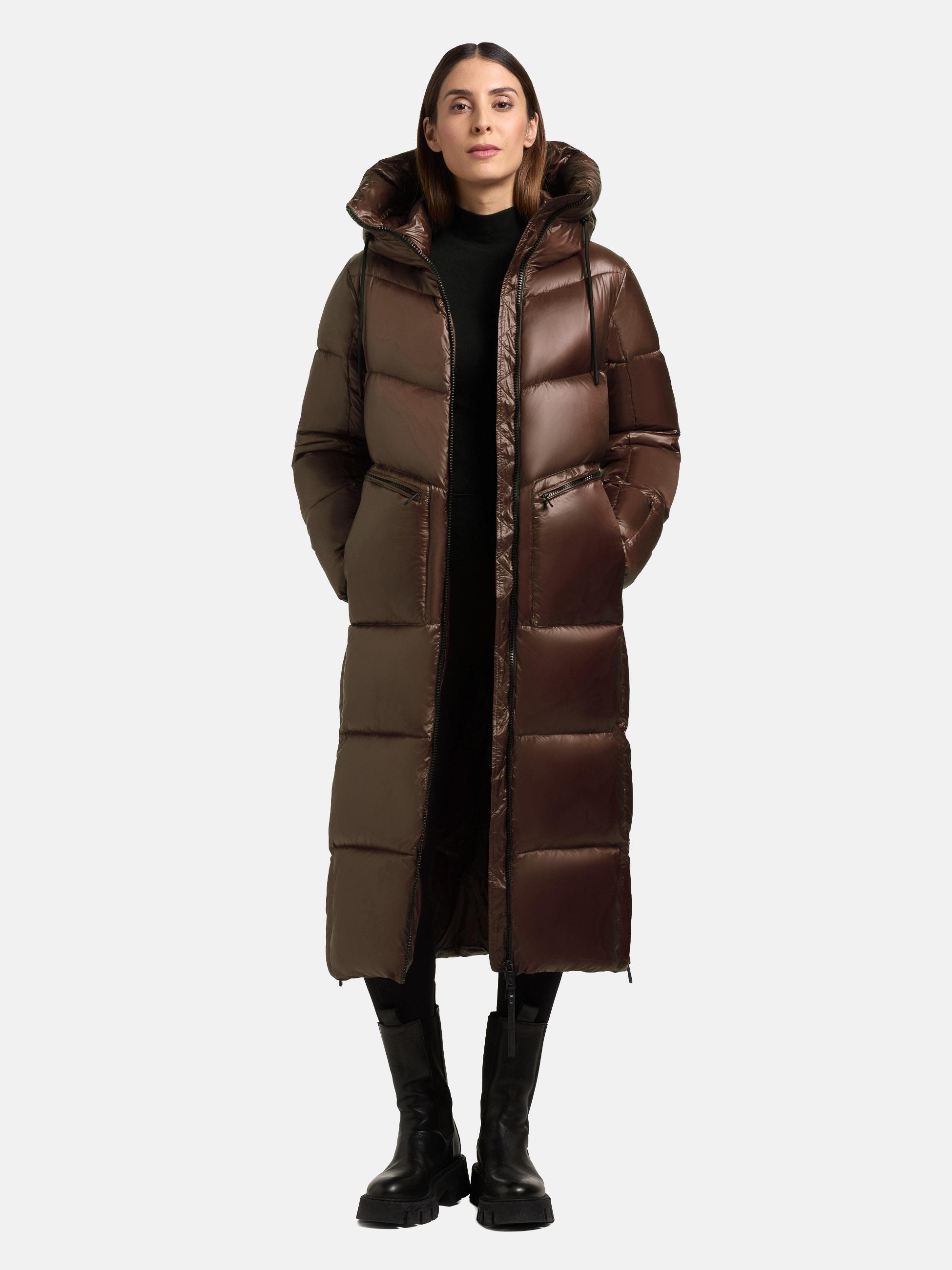 khujo Steppmantel "Tonia" Extralanger Damen Wintermantel mit Rucksack-Trägern