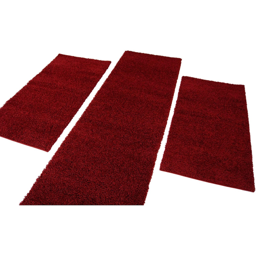 Carpet City Bettumrandung »Shaggi uni 500«, (3 tlg.)