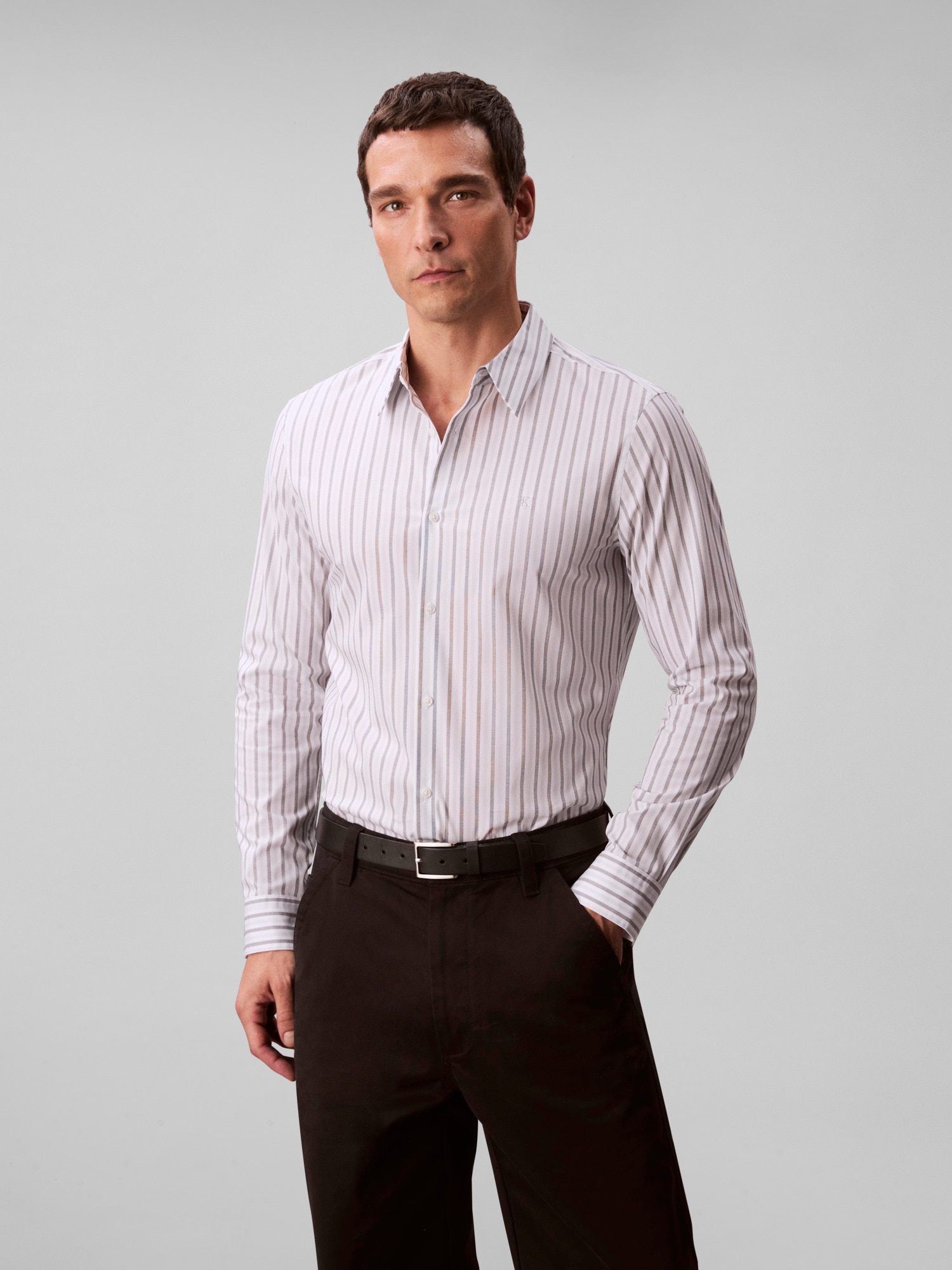 Calvin Klein Businesshemd "LS MULTI STRIPE STRETCH SLIM SHI", Mit Rundhalsa günstig online kaufen