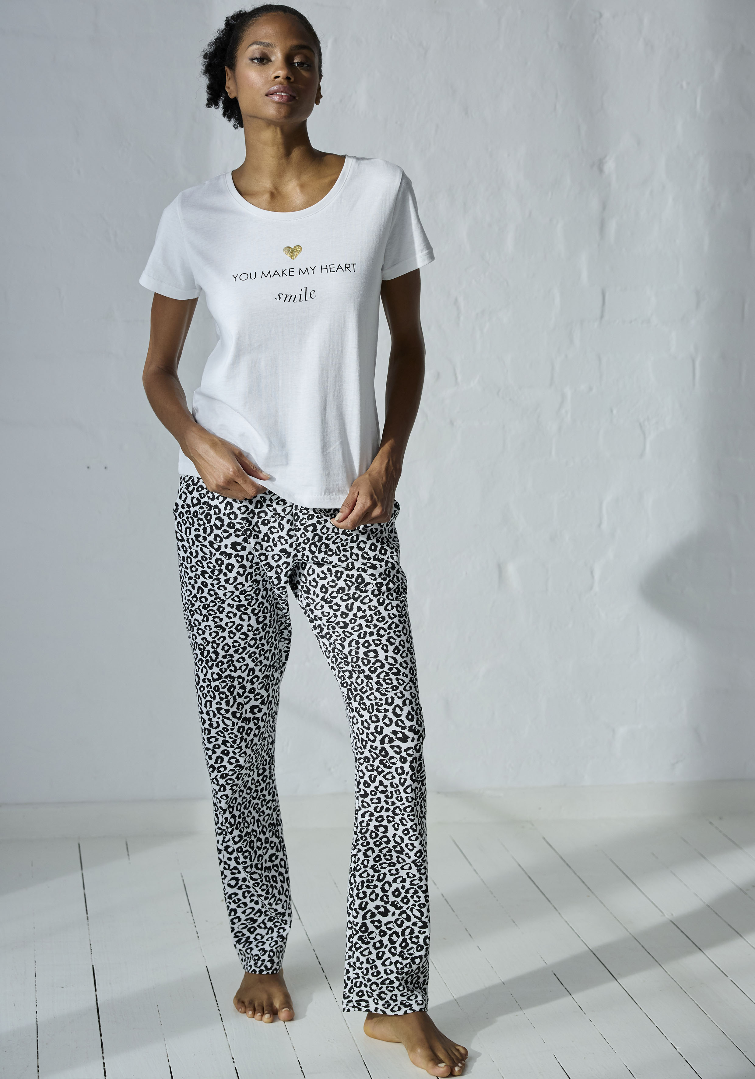 Thumbnail - Vivance Dreams Pyjamahose, mit Schwarz-Weiß-Druck
