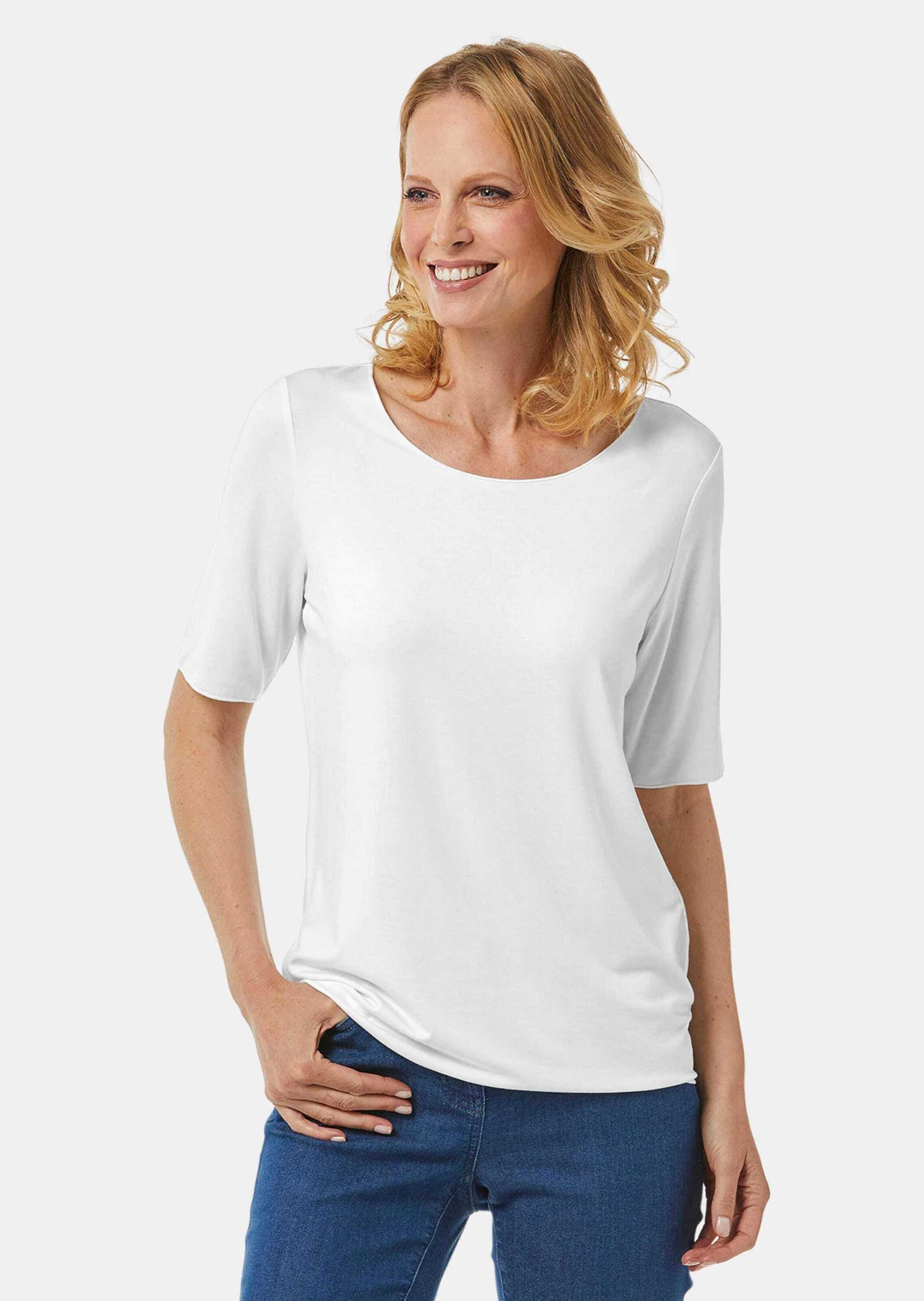 GOLDNER Langarm-Poloshirt »Kombistarkes Halbarmshirt mit tonaler Zierkante«