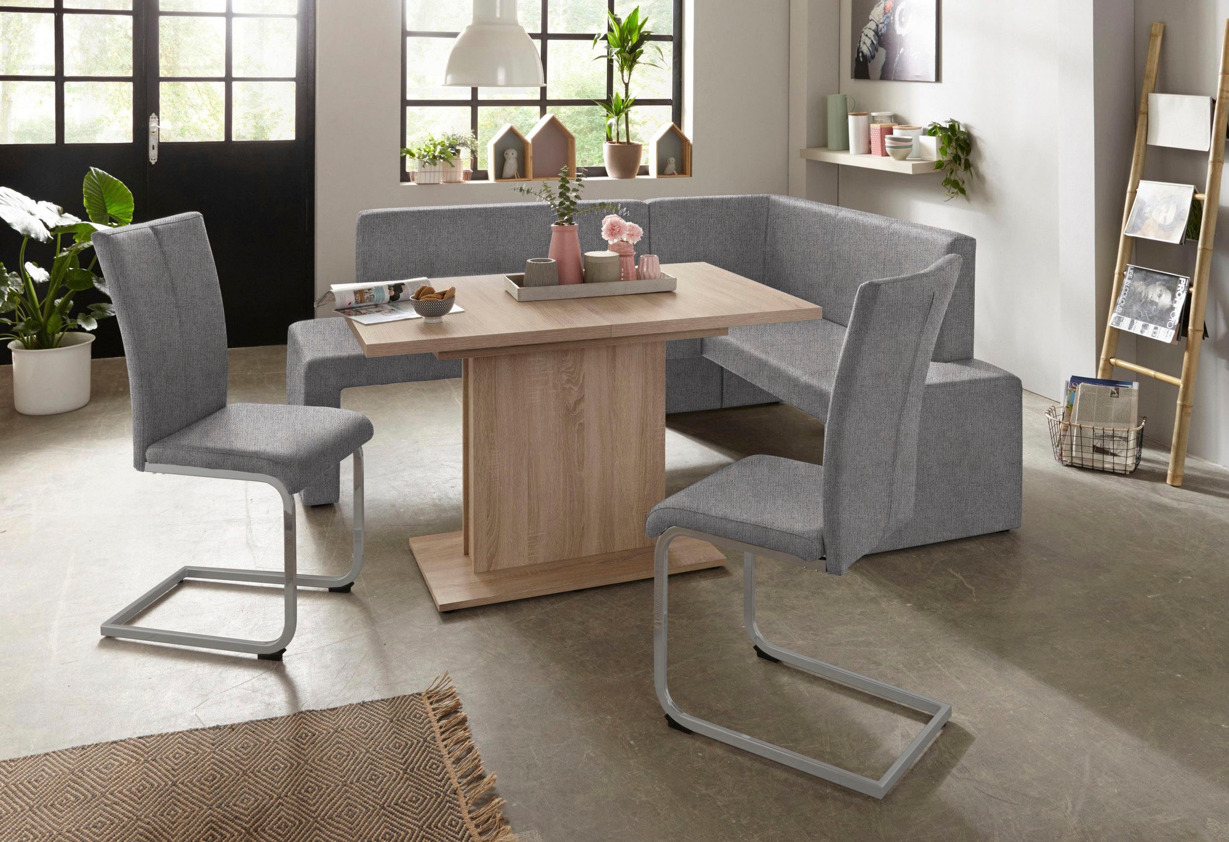 Home affaire Freischwinger »Alex«, (Set), 2 St., Struktur 2, Stuhl belastbar bis 120 Kg, Gestell im Chrom-Look
