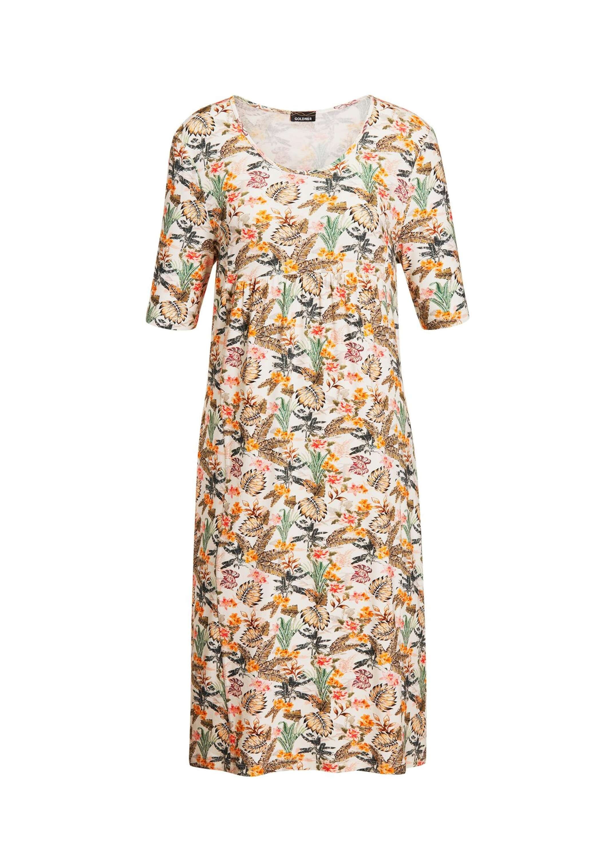 GOLDNER Druckkleid "Elastisches Jerseykleid mit modischem Druck" Applikatio günstig online kaufen