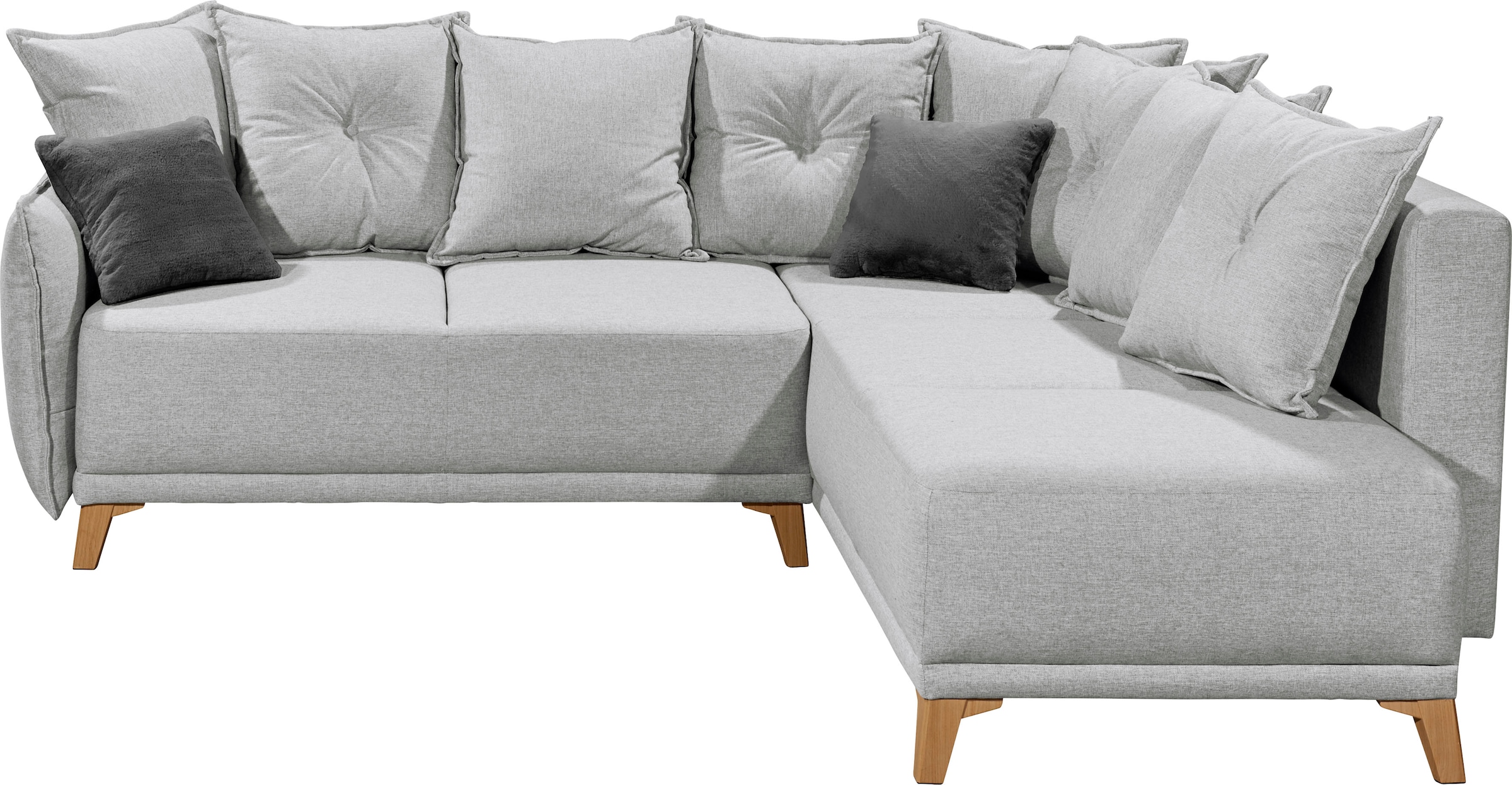 ED EXCITING DESIGN Ecksofa »Pamplona L-Form«, mit Bettfunktion, Bettkasten & Zierkissen