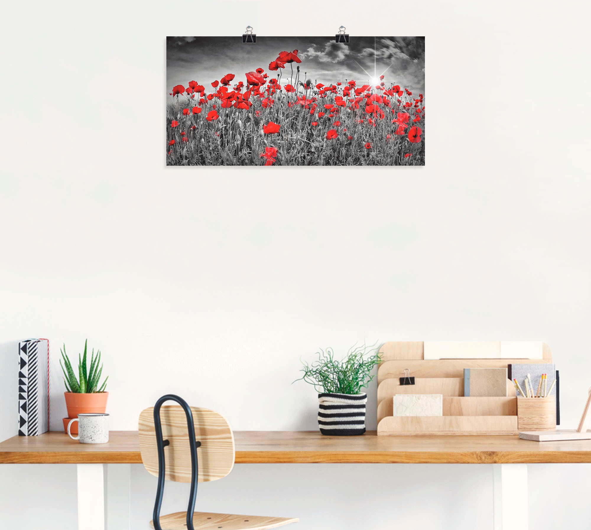 Artland Wandbild »Idyllisches Mohnblumenfeld mit Sonne«, Blumen, (1 St.), als Alubild, Outdoorbild, Leinwandbild, Poster, Wandaufkleber