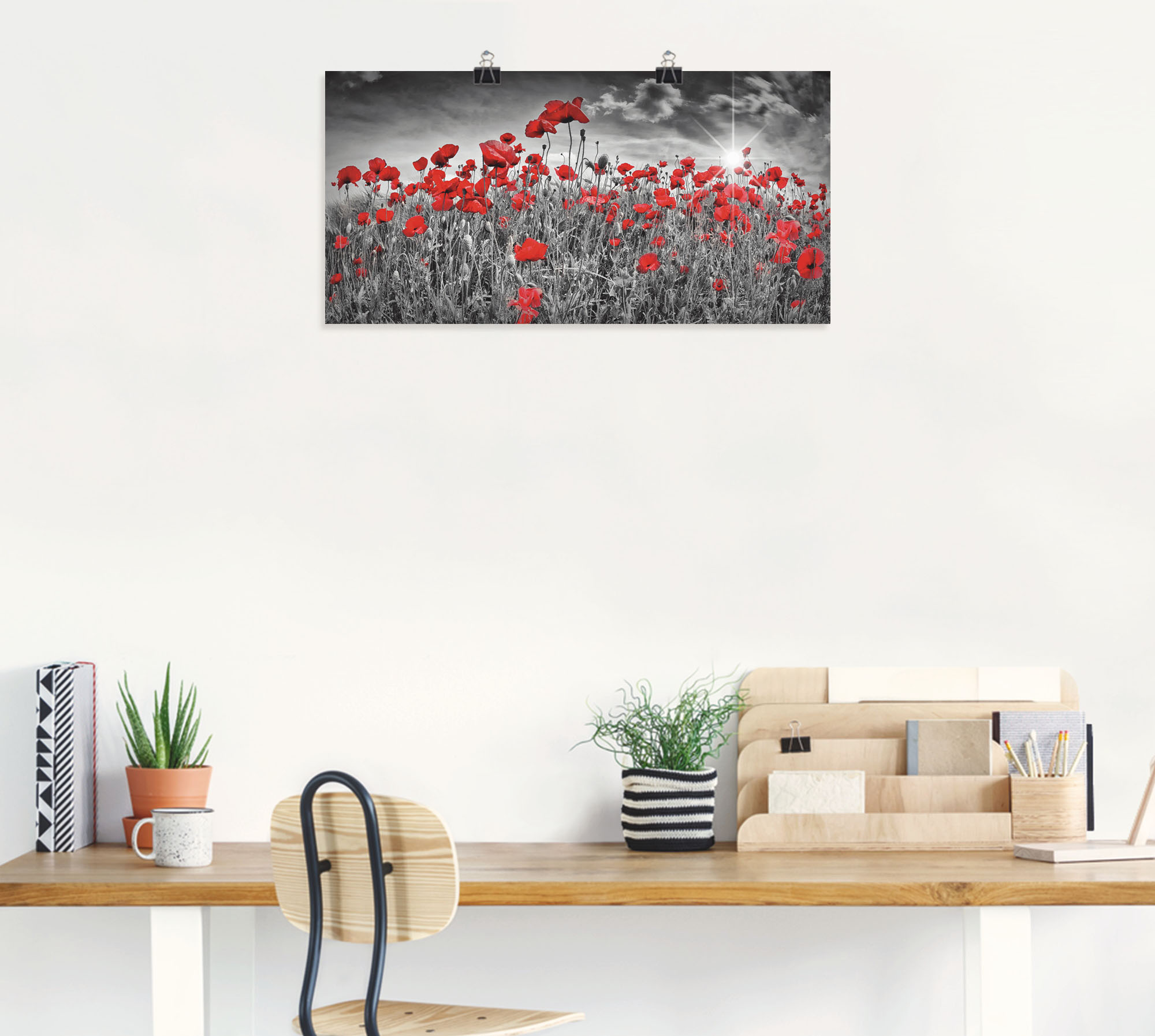 Thumbnail - Artland Wandbild "Idyllisches Mohnblumenfeld mit Sonne", Blumen, (1 St.), als Alubild, Outdoorbild, Leinwandbild, Poster...