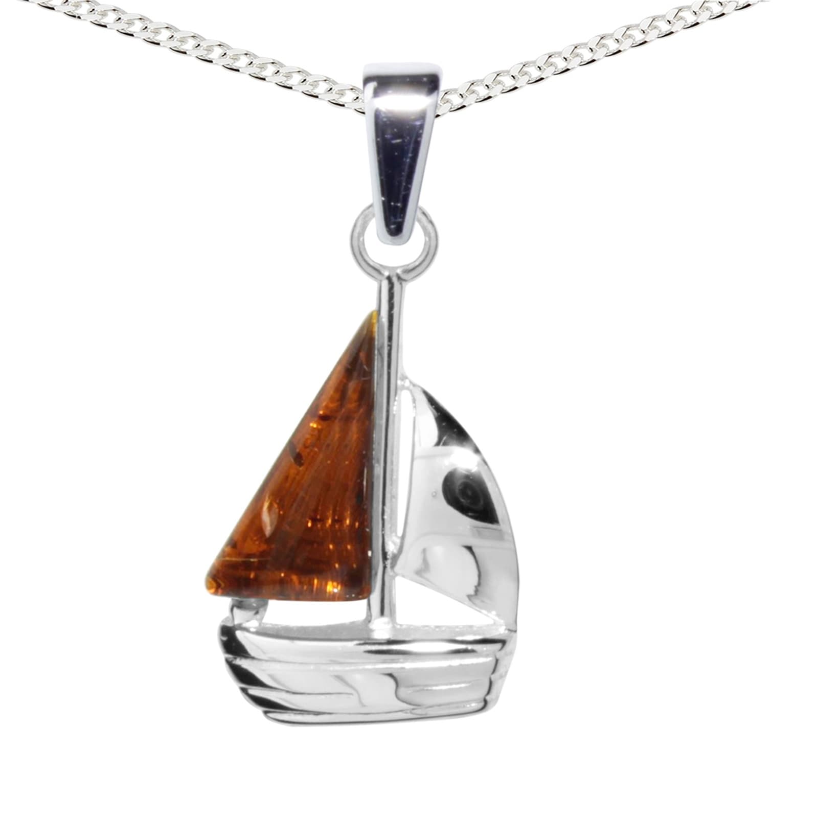 Kette mit Anhänger OSTSEE-SCHMUCK "Ostsee-Schmuck Kette mit Anhänger Schiffchen" Gr. 40, silber, Halsketten, Damen, 40cm, Silber 925 (Sterlingsilber), L: 40 4