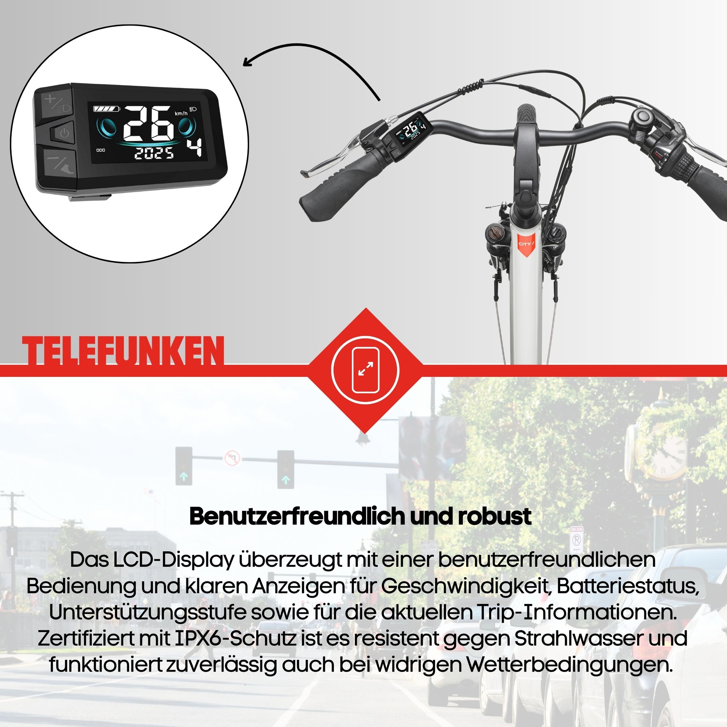 Telefunken »Cityrad Multitalent RC826« 7 Gang Shimano Shimano Tourney Schaltwerk Kettenschaltung Frontmotor 250 W