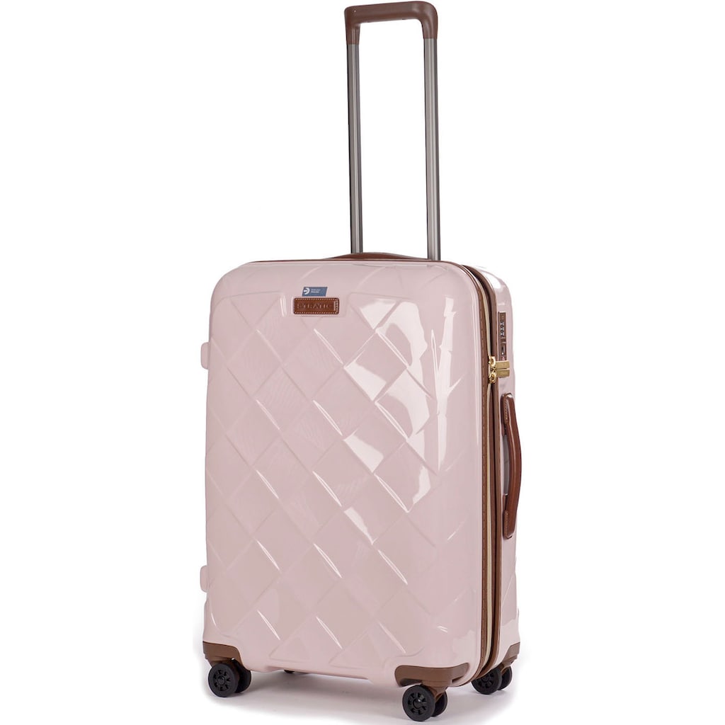 Stratic Hartschalen-Trolley »Leather&More M, rose«, 4 Rollen, Reisekoffer Reisegepäck Aufgabegepäck TSA-Zahlenschloss