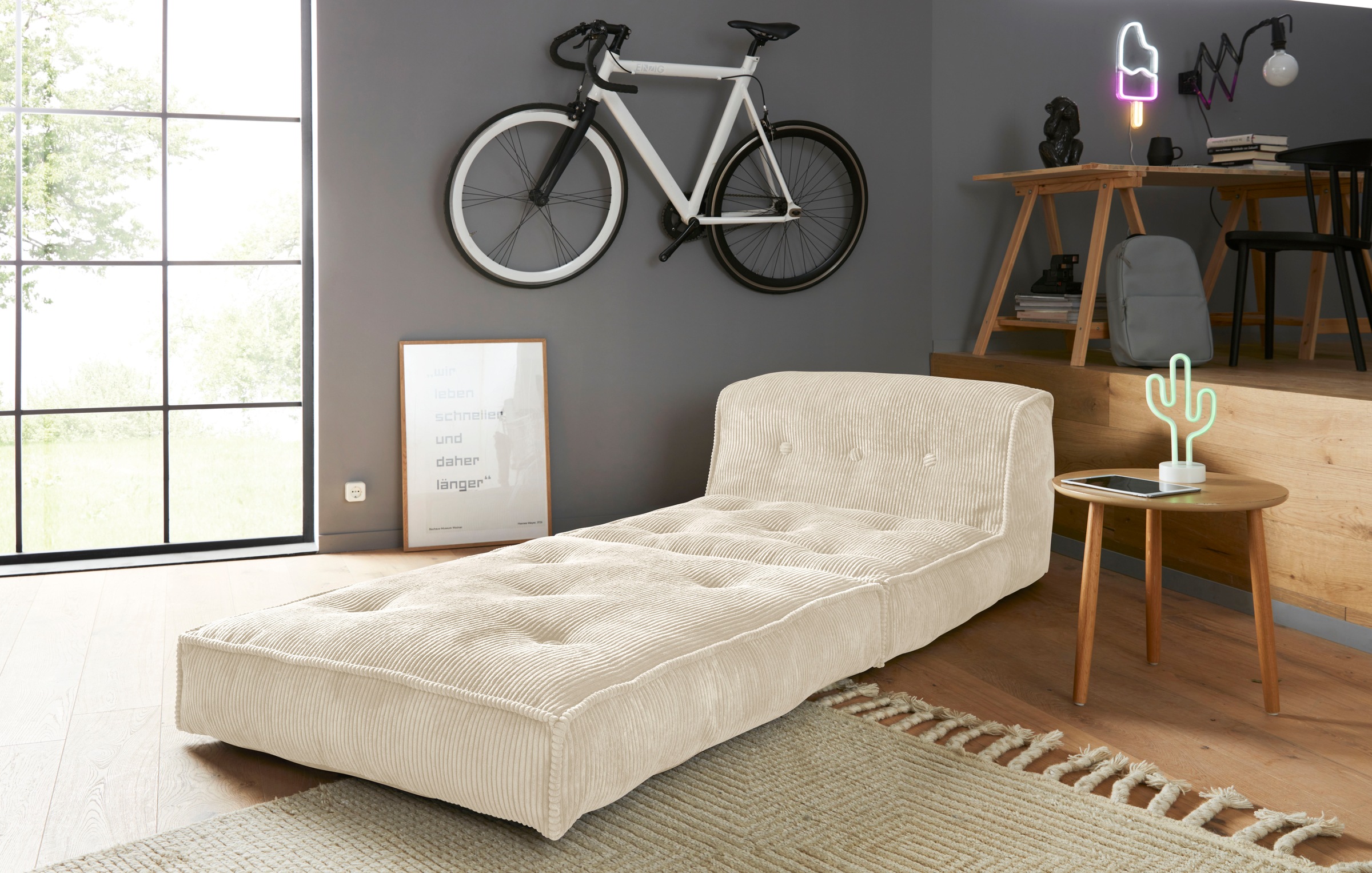 Home affaire Sessel "Pia" Loungesessel aus Cord, in 2 Größen, Pouf-Funktion günstig online kaufen