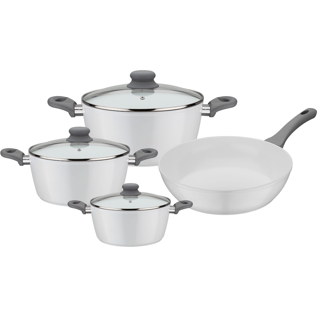 GSW Topf-Set »Fiona«, Aluminium, (Set, 7 tlg., je 1 Kochtopf Ø 16/20/24 cm, 1x Schmorpfanne Ø 24 cm)