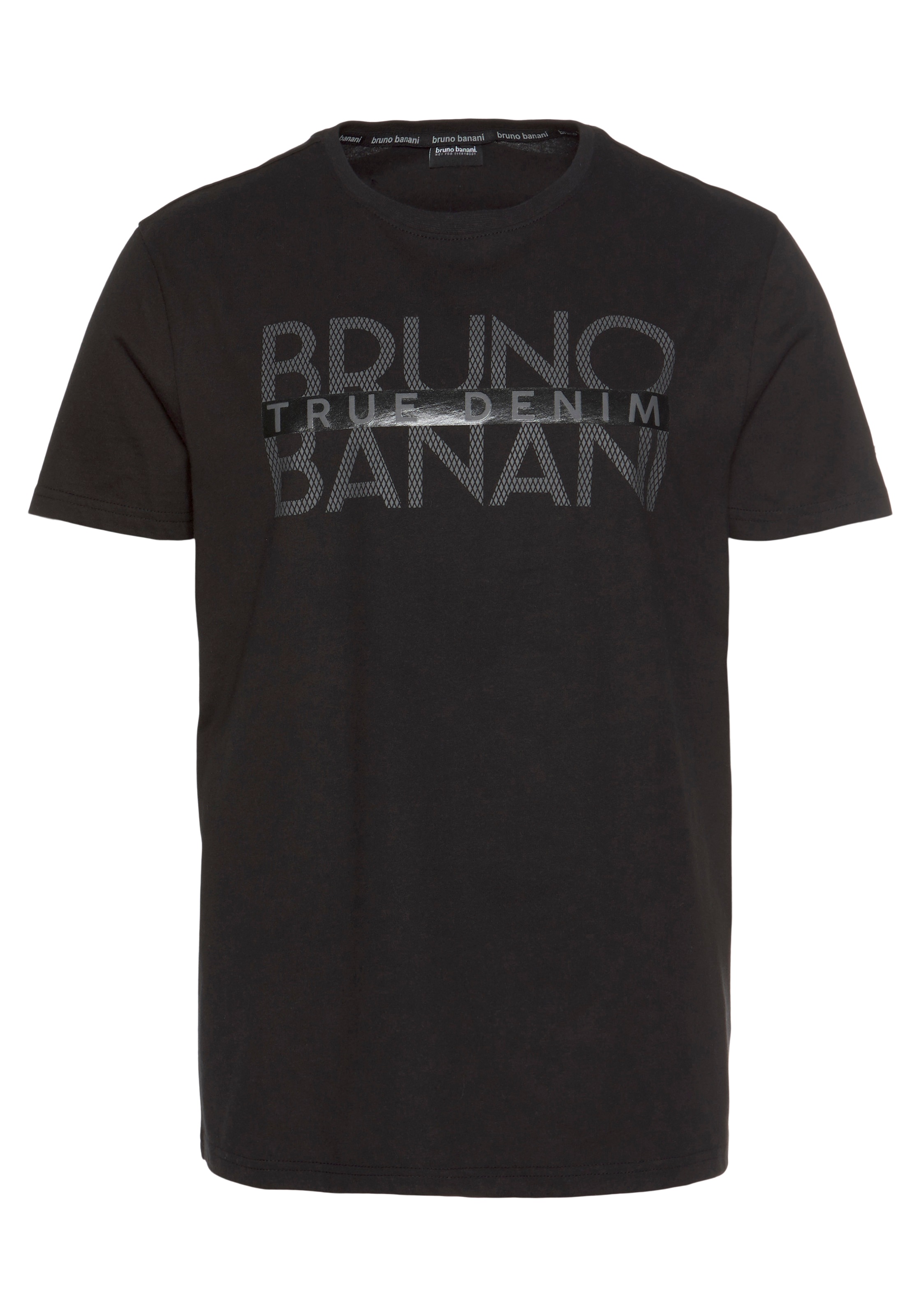 T-Shirt BRUNO BANANI, Herren, Gr. XL (56/58), schwarz, Single Jersey, Obermaterial: 100% Baumwolle, bedruckt, schmal, Rundhals, Shirts T-Shirt, kurzärmelig, schmal geschnitten, bedruckt, aus Baumwolle 3