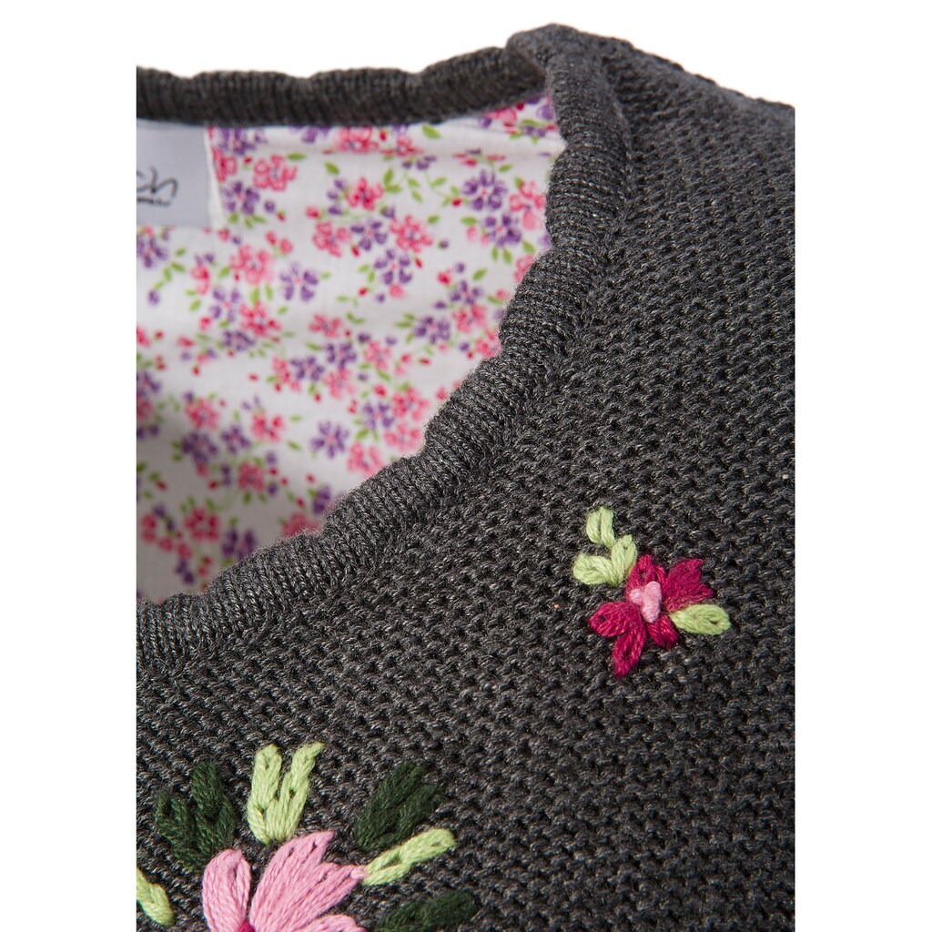 Almsach Trachtenstrickjacke, mit Blumenstickerei