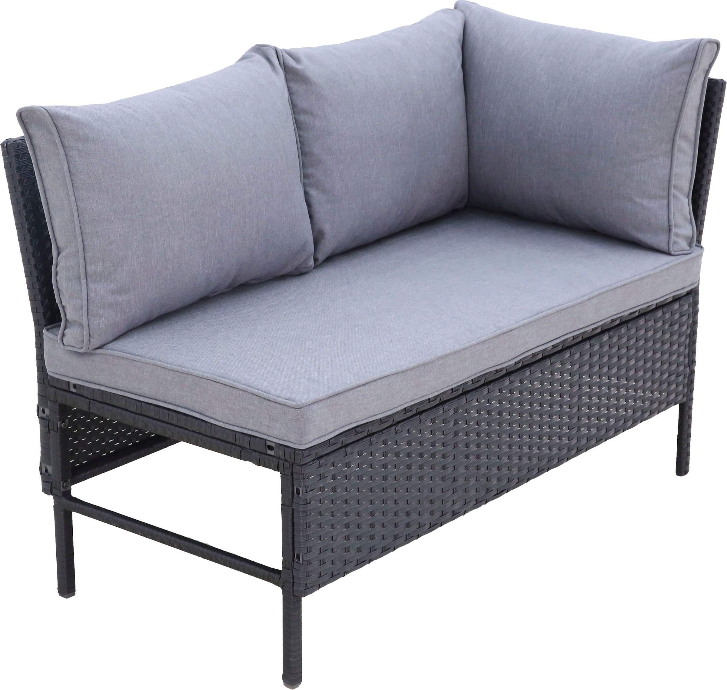 KONIFERA Gartenlounge-Set »»Manhattan««, (Set, 18 tlg., Ecklounge, Tisch 66x120x74 cm, 2 Hocker, inkl. Auflagen), Stahl/Polyrattan