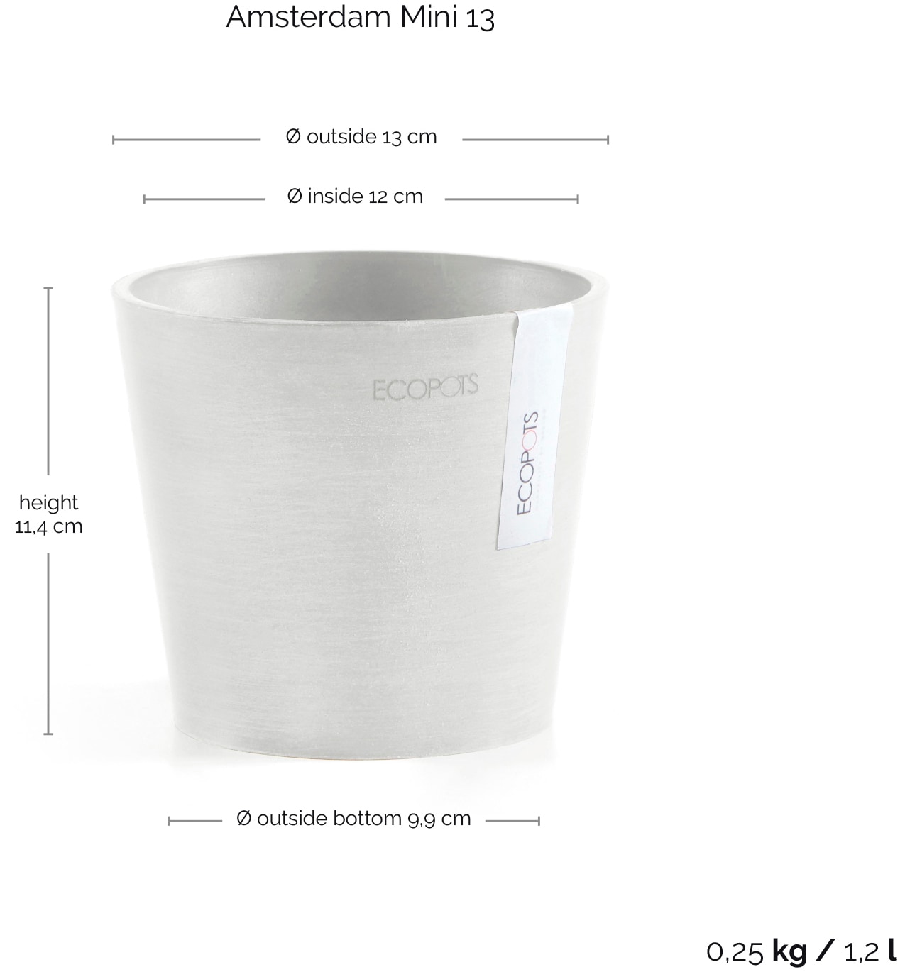 ECOPOTS Blumentopf »Amsterdam Mini 13 Weiß«, für den Innenbereich