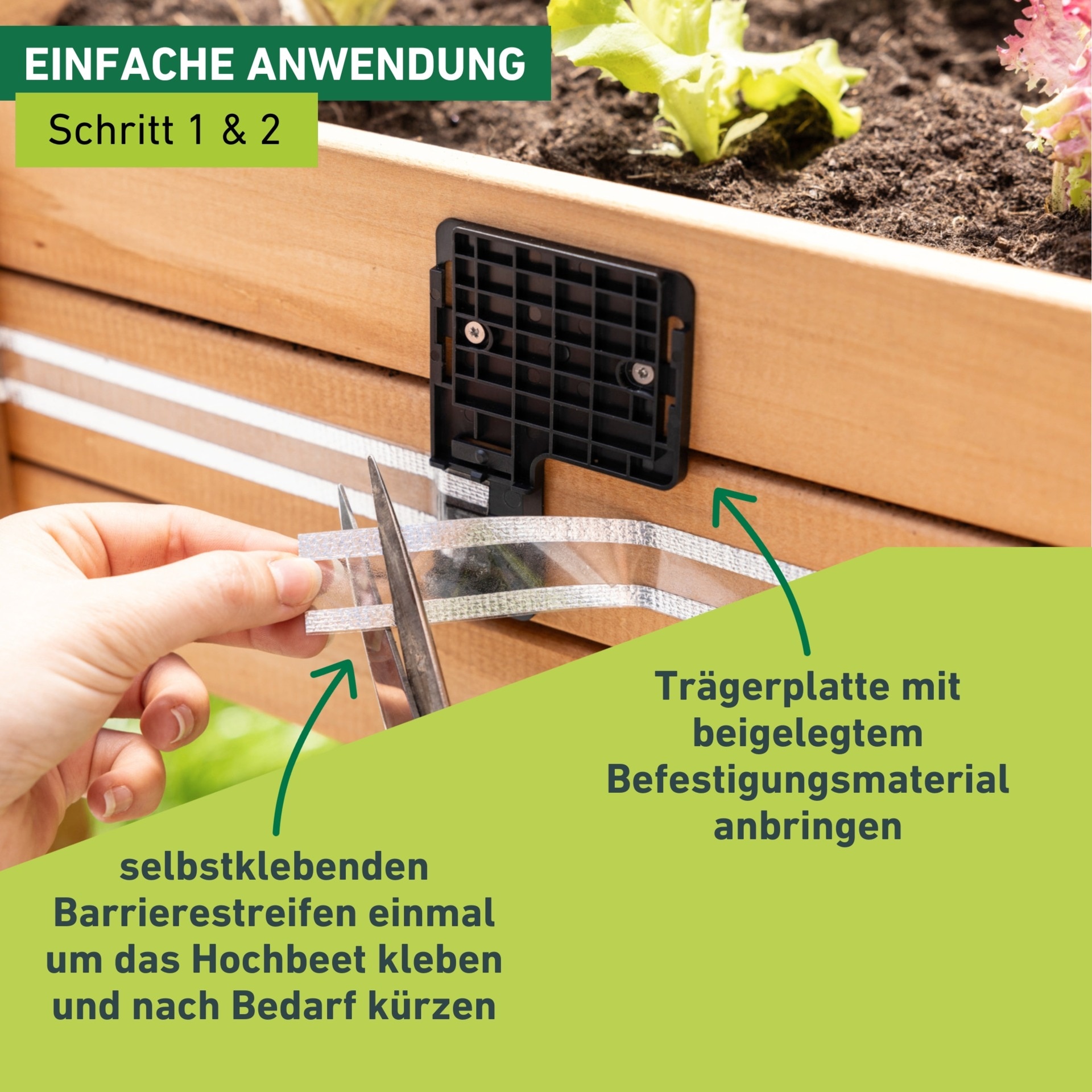 Windhager Elektrischer Schneckenzaun »elektrisch inkl. 10 m Barrierestreifen, Schneckenabwehr e-FENCE« für Hochbeete, Schneckenband selbsklebend