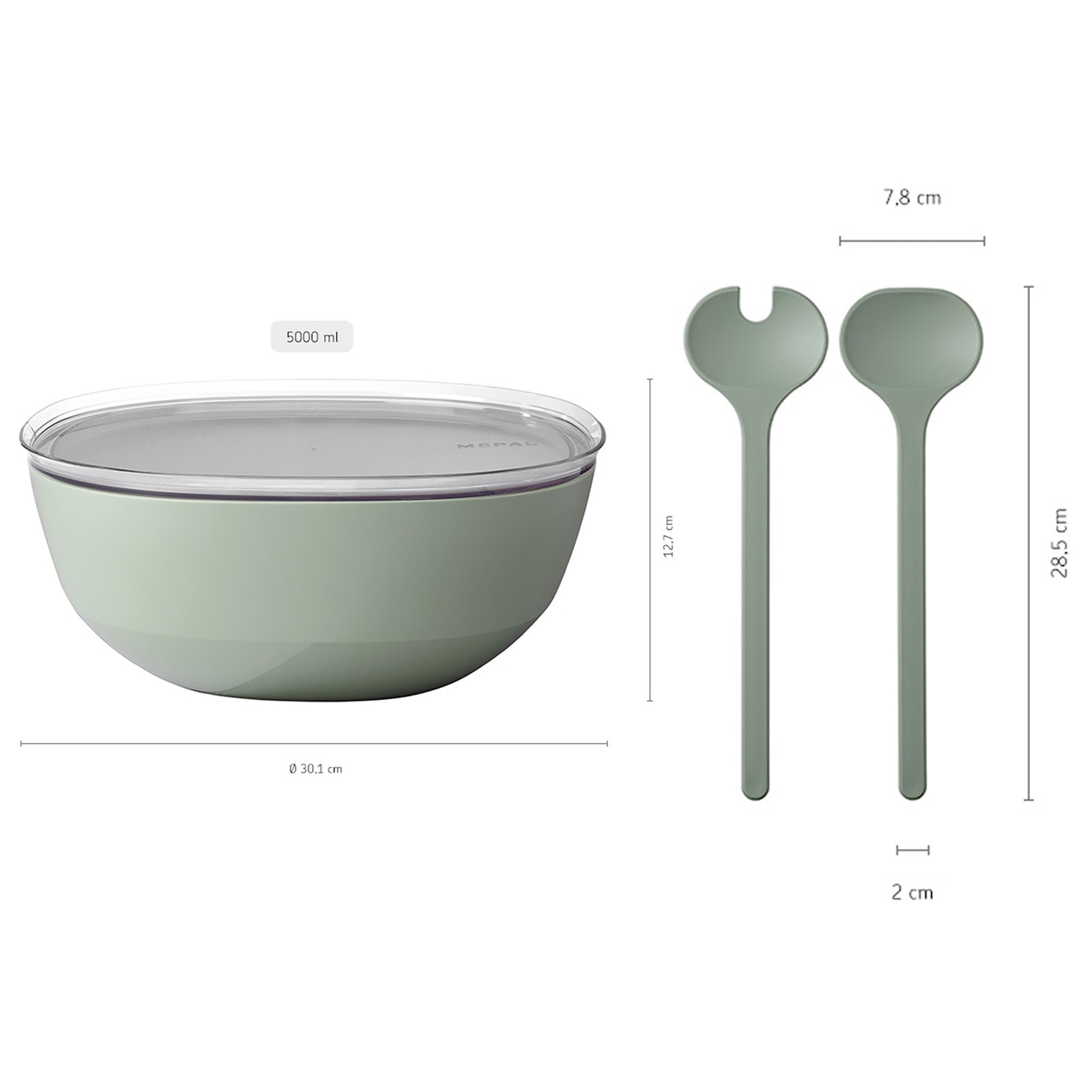 Mepal Schale »Servierschale mit Deckel & Salatbesteck Silueta 5000 ml«